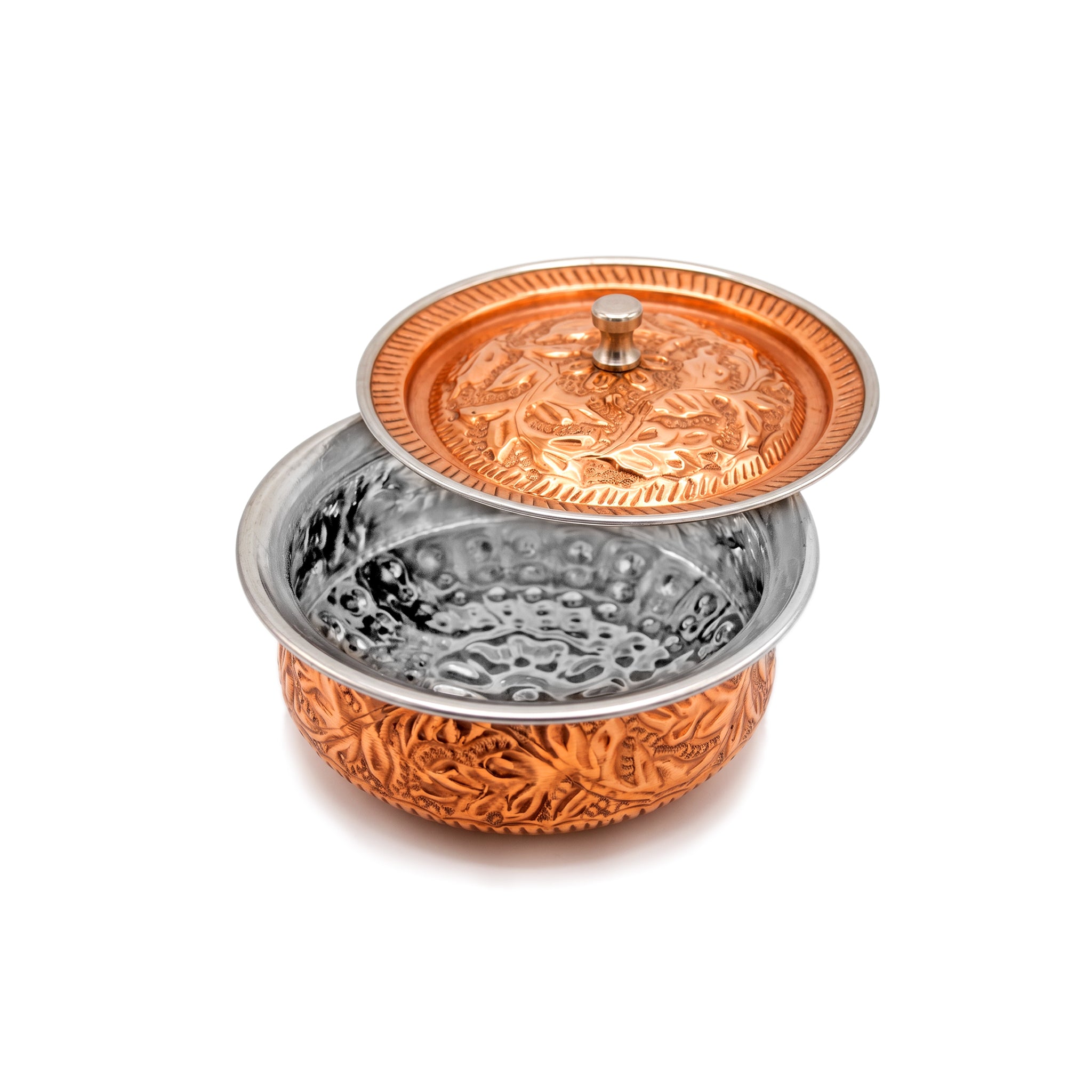R.S Brass Copper Coating Serving Naqshi Handi
