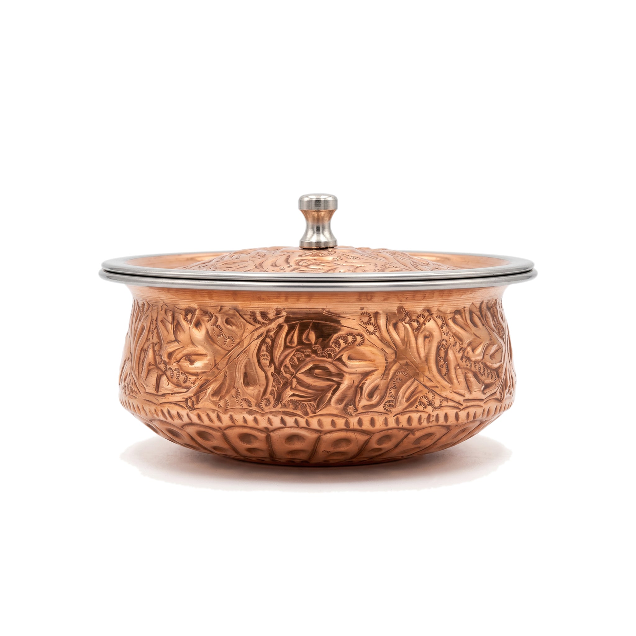 R.S Brass Copper Coating Serving Naqshi Handi