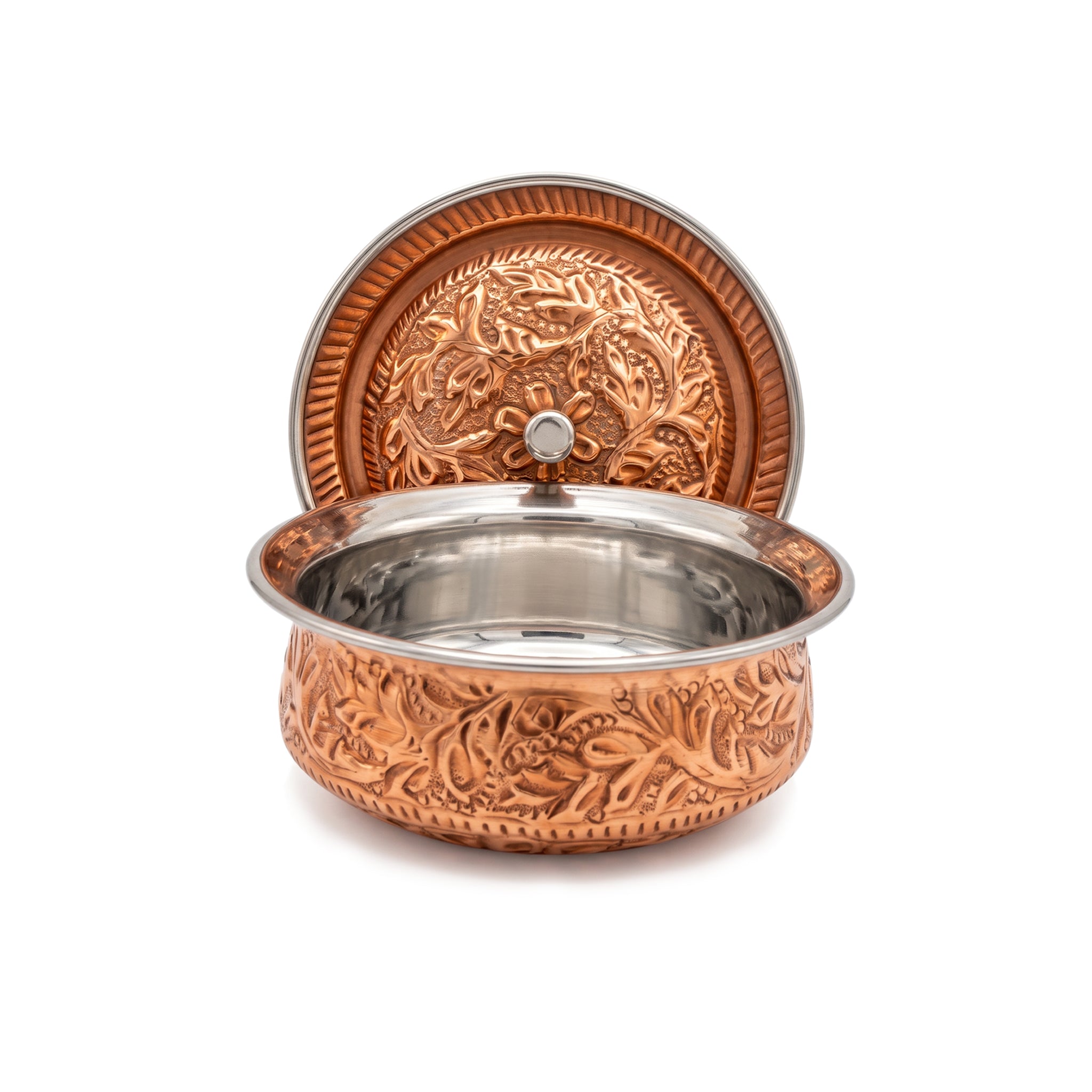 R.S Brass Copper Coating Serving Naqshi Handi