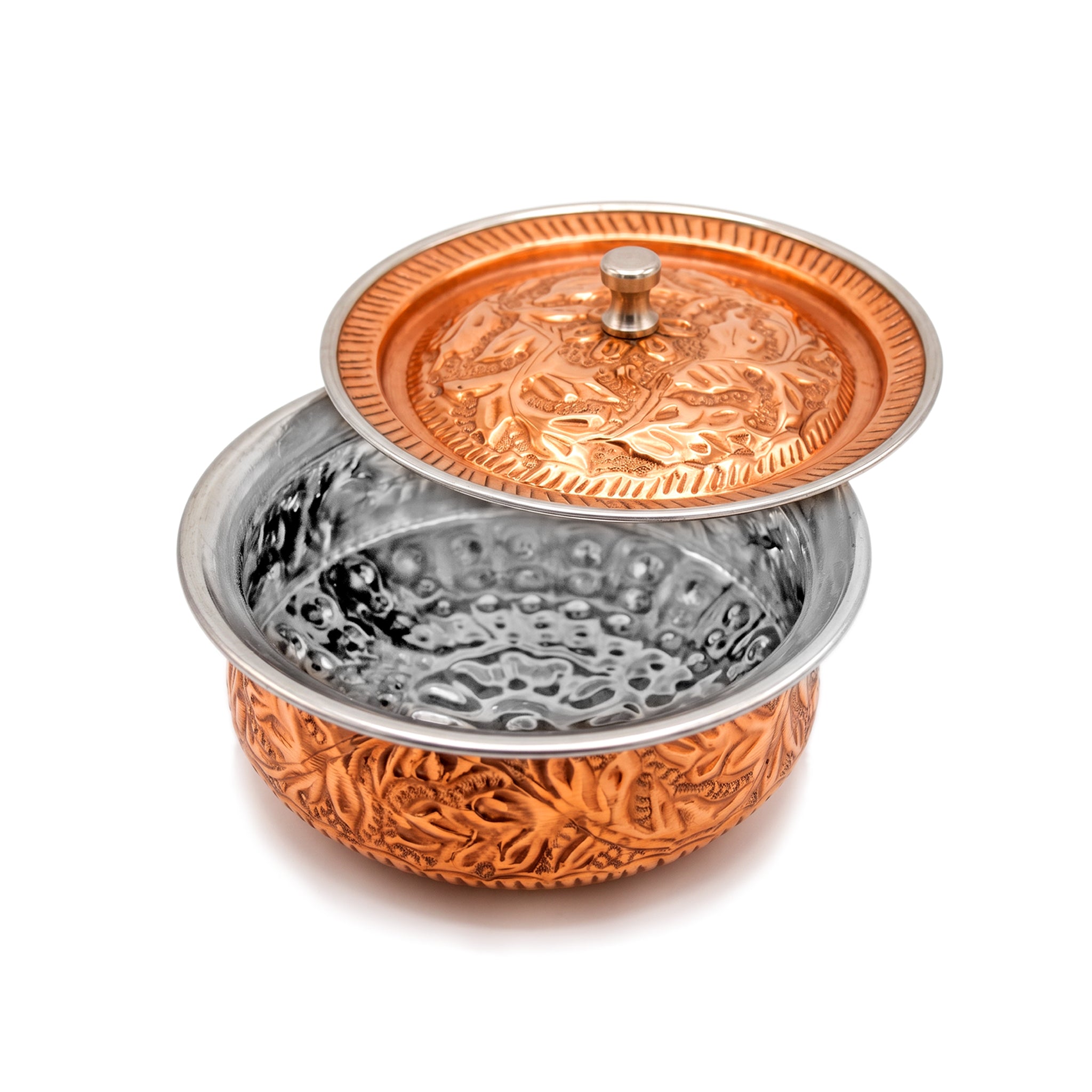 R.S Brass Copper Coating Serving Naqshi Handi