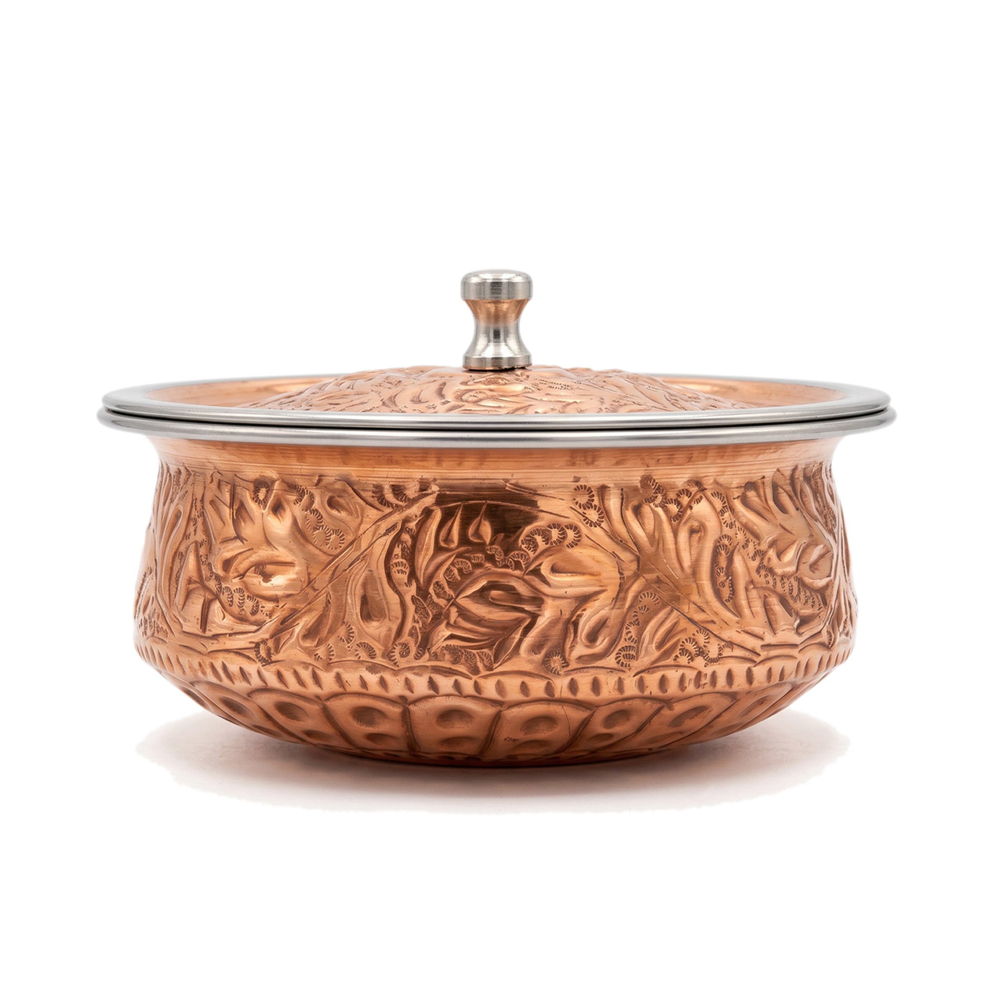 R.S Brass Copper Coating Serving Naqshi Handi