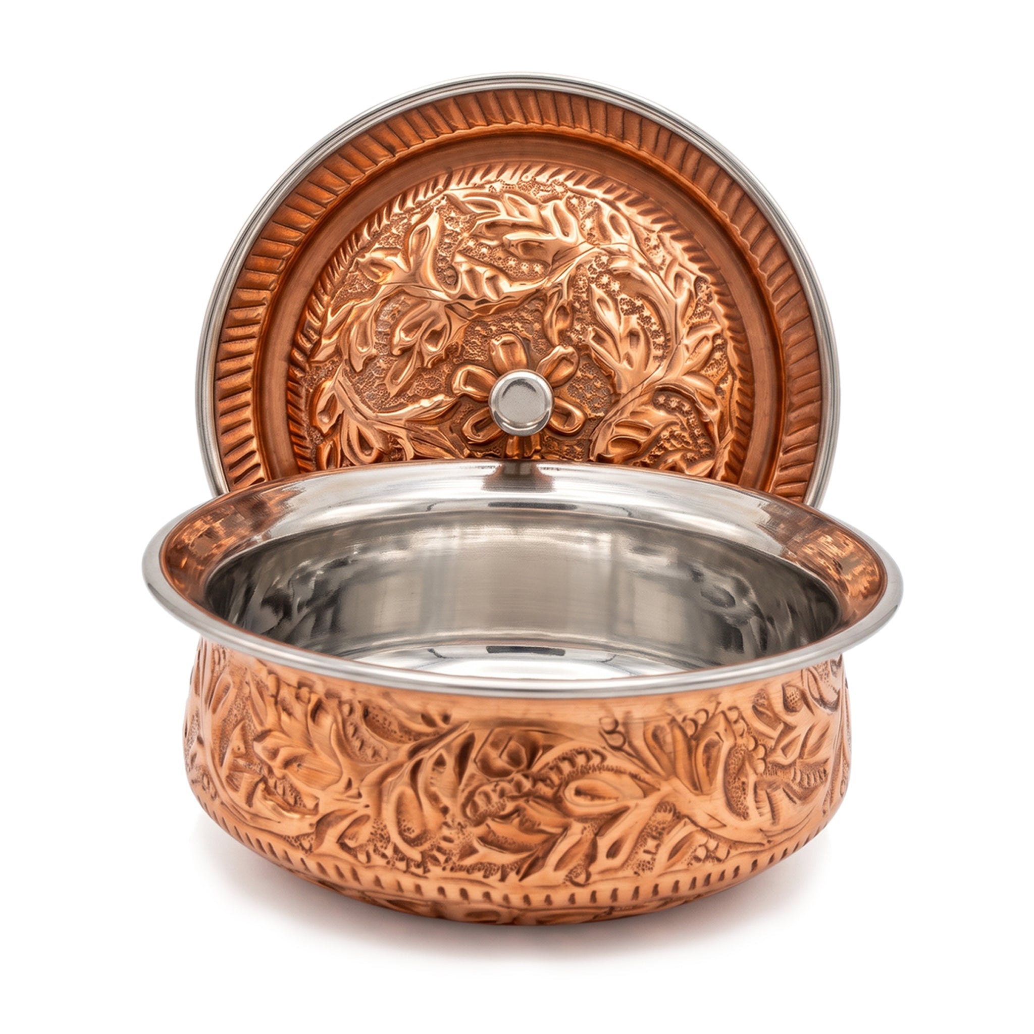 R.S Brass Copper Coating Serving Naqshi Handi