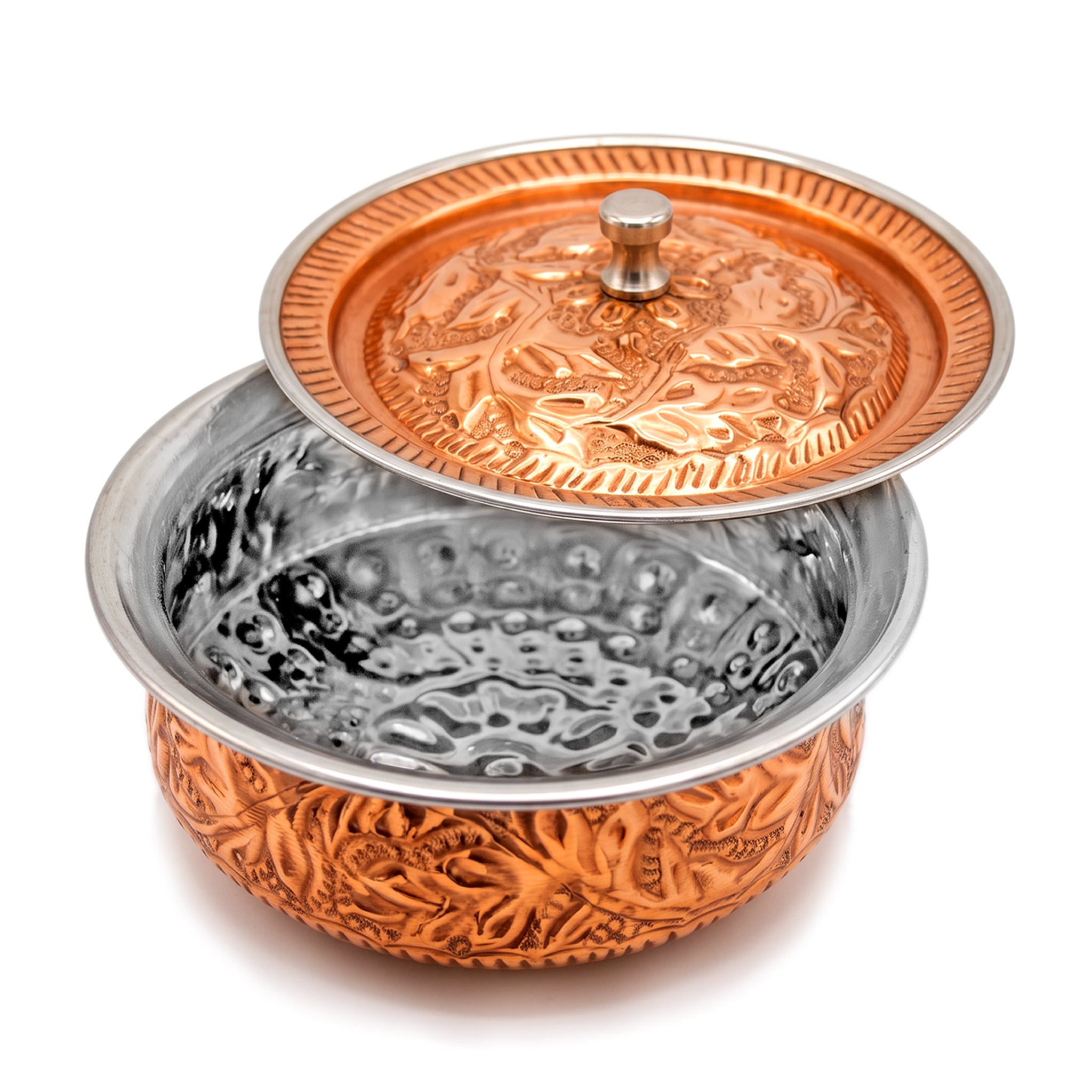 R.S Brass Copper Coating Serving Naqshi Handi