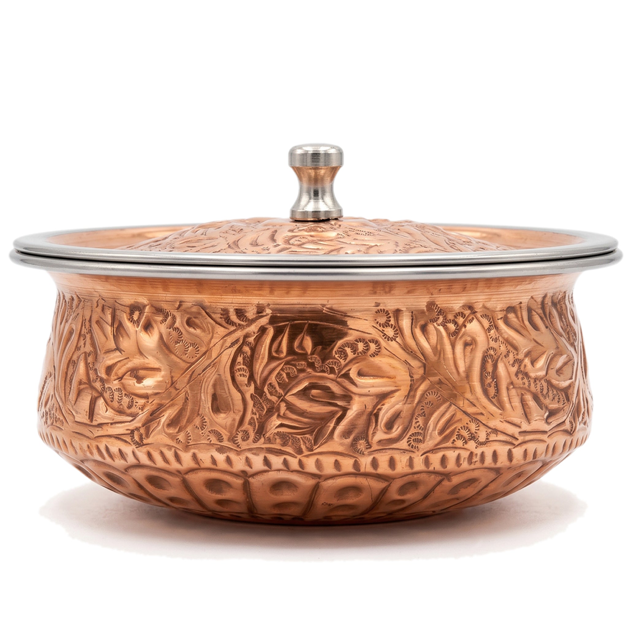R.S Brass Copper Coating Serving Naqshi Handi