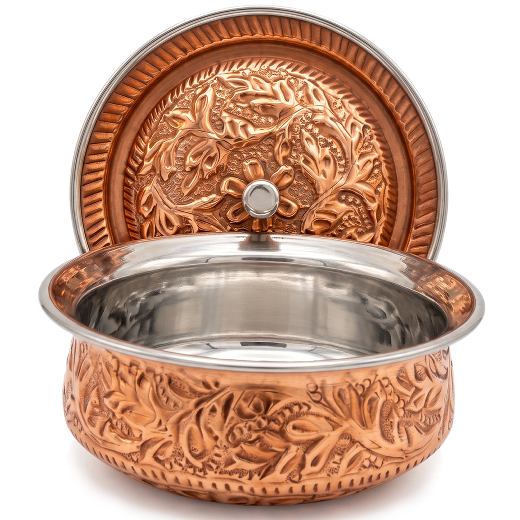R.S Brass Copper Coating Serving Naqshi Handi