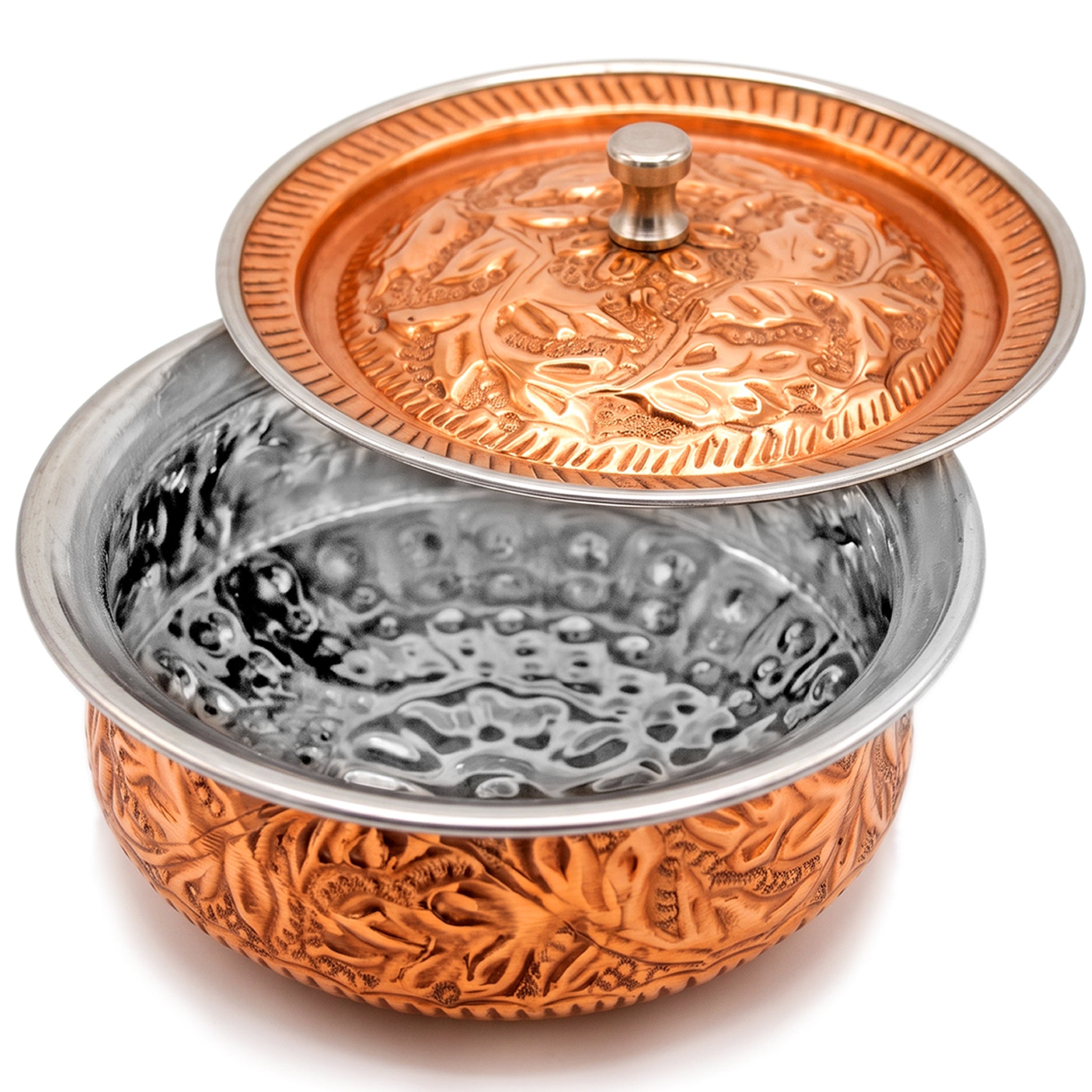 R.S Brass Copper Coating Serving Naqshi Handi