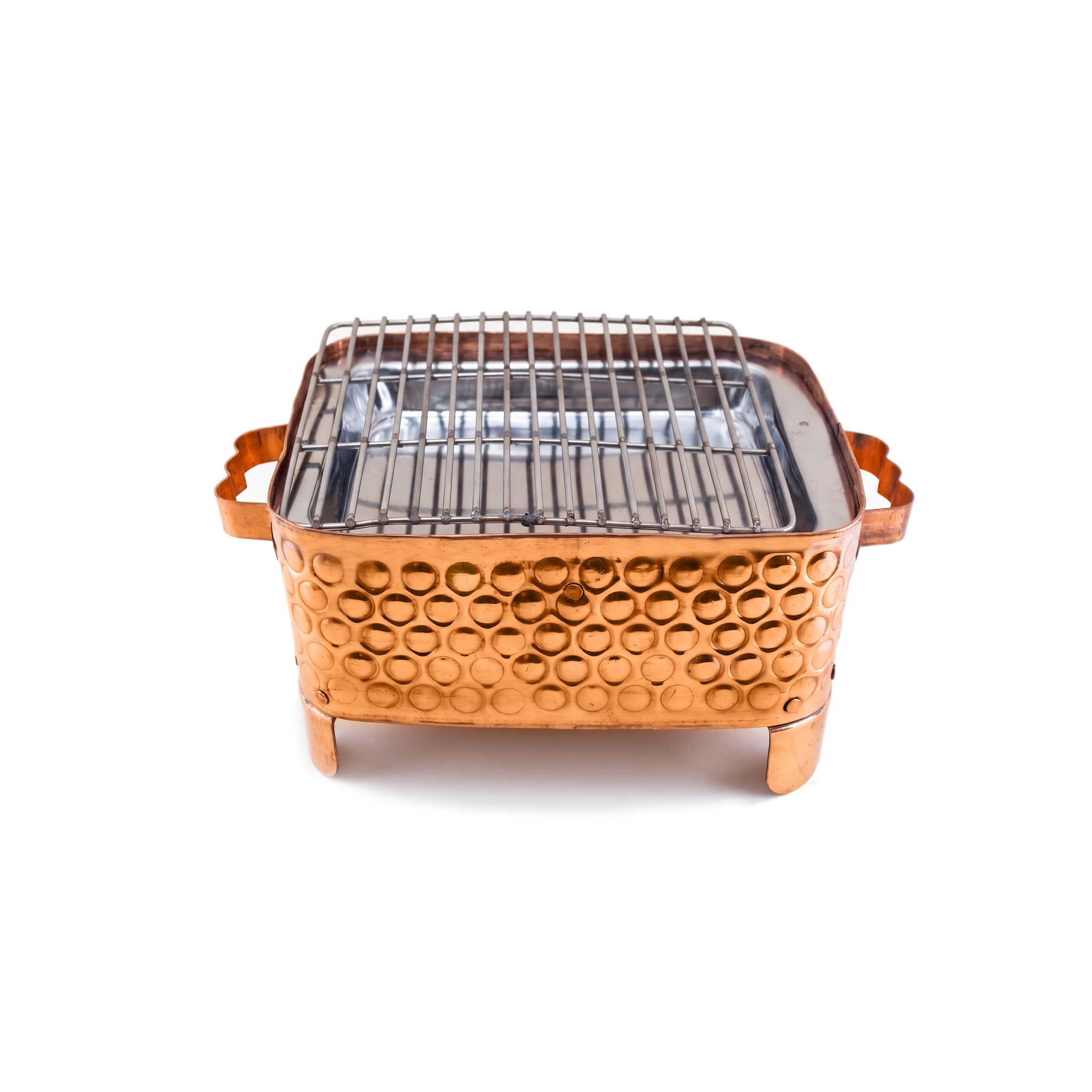 R.S Brass Copper Coating Rectangular Bubble Patterned Barbeque Pits With Grills