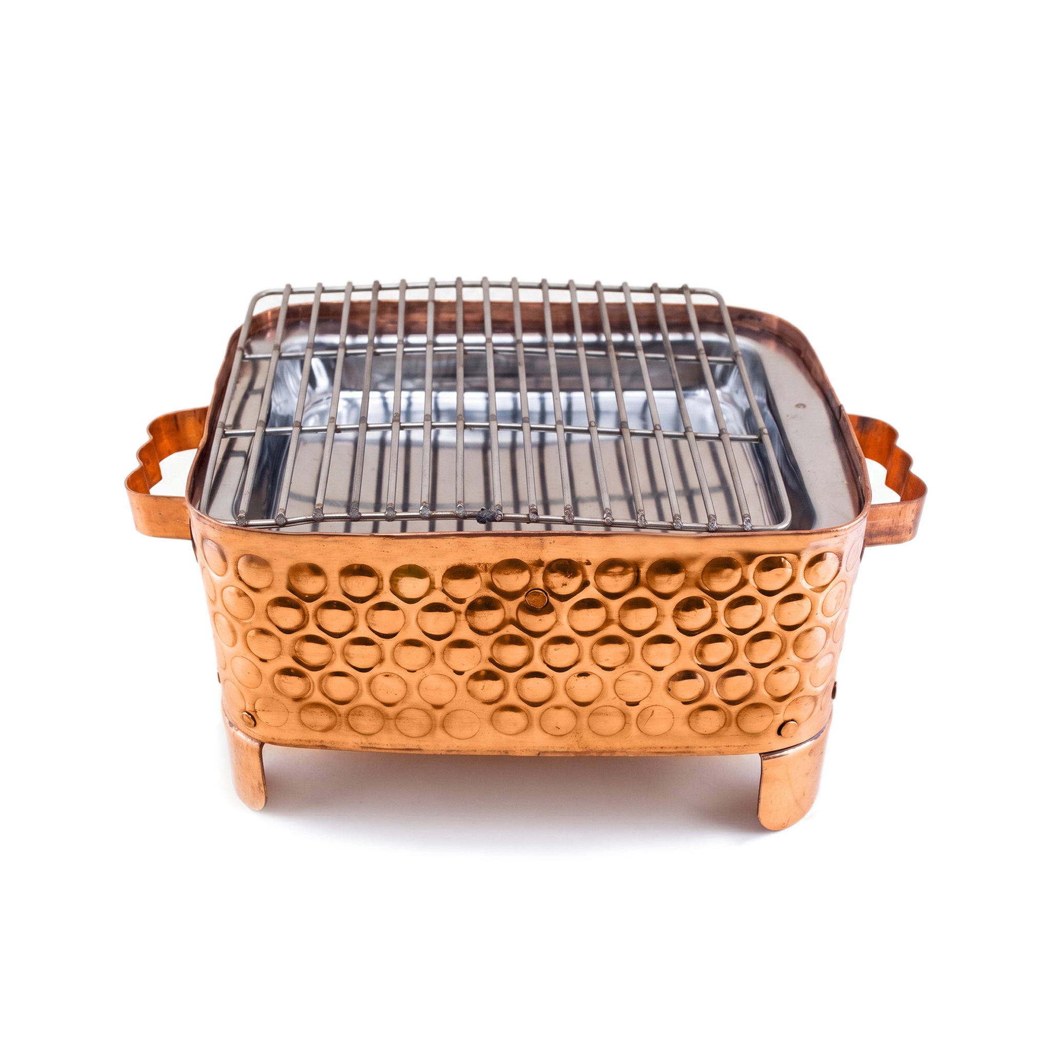 R.S Brass Copper Coating Rectangular Bubble Patterned Barbeque Pits With Grills