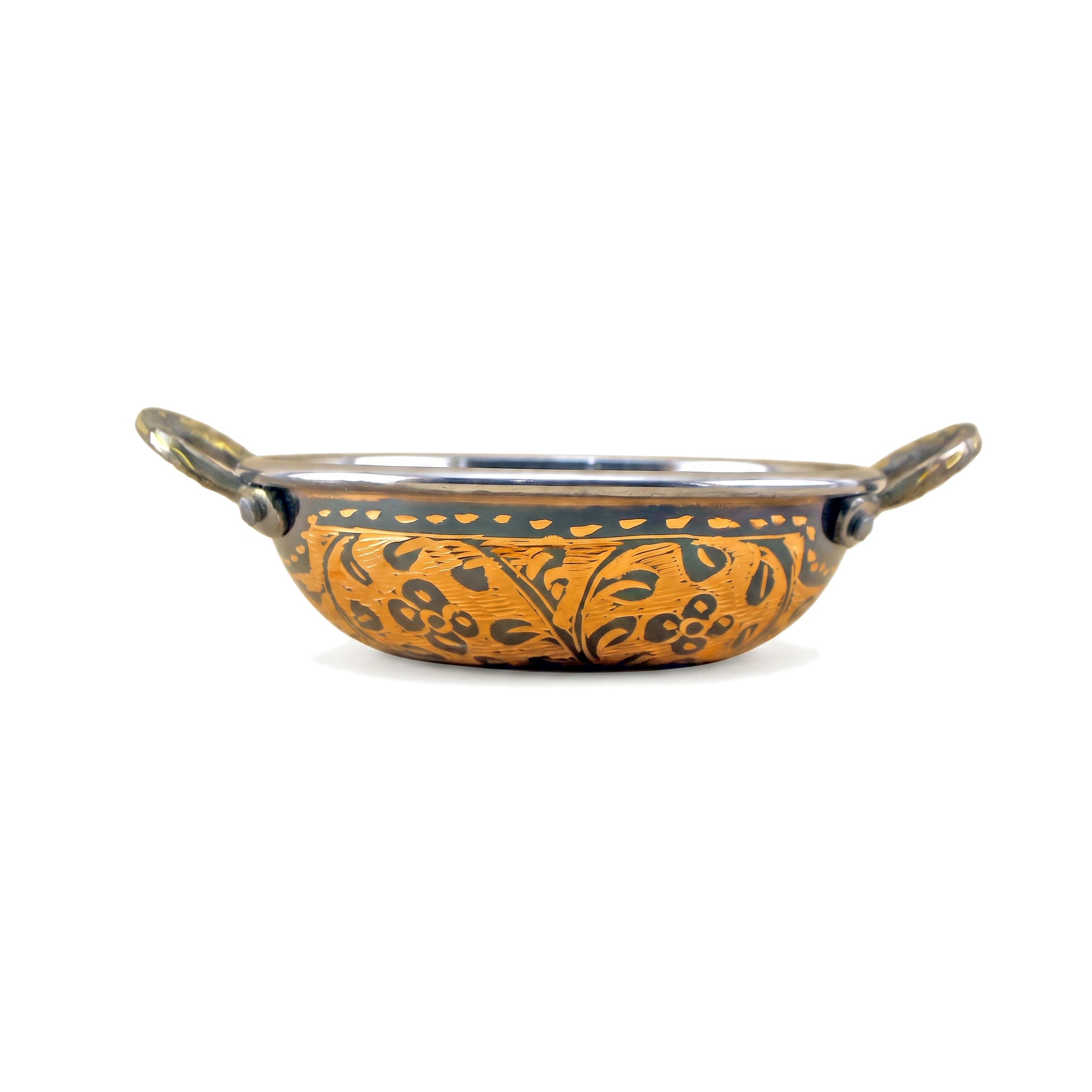 R.S 6-Inches Brass Copper Coating Serving Karahi Without Lid