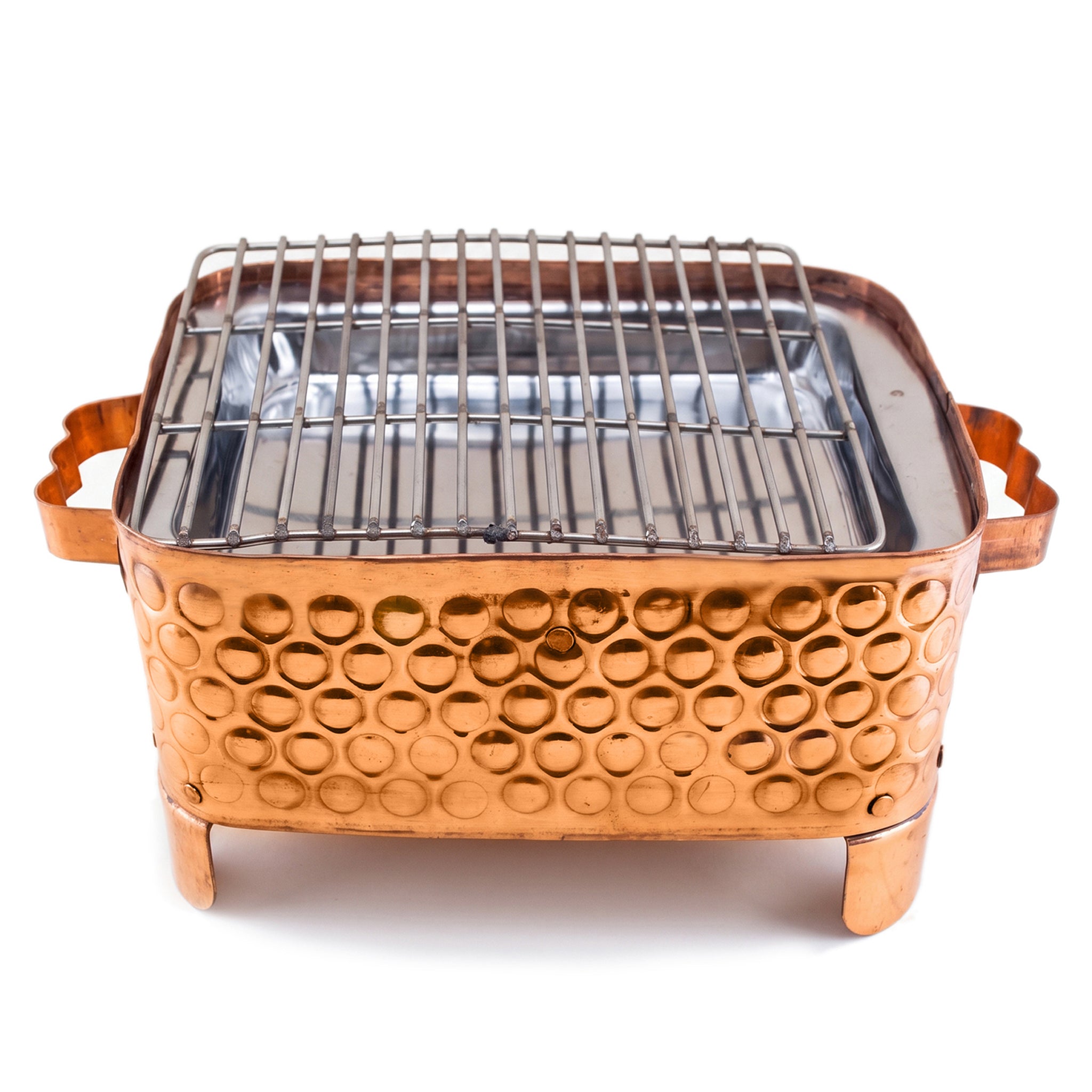 R.S Brass Copper Coating Rectangular Bubble Patterned Barbeque Pits With Grills