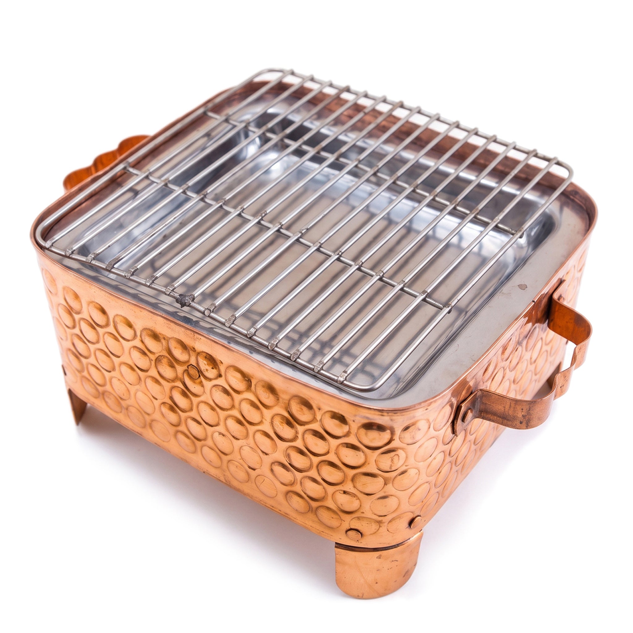 R.S Brass Copper Coating Rectangular Bubble Patterned Barbeque Pits With Grills