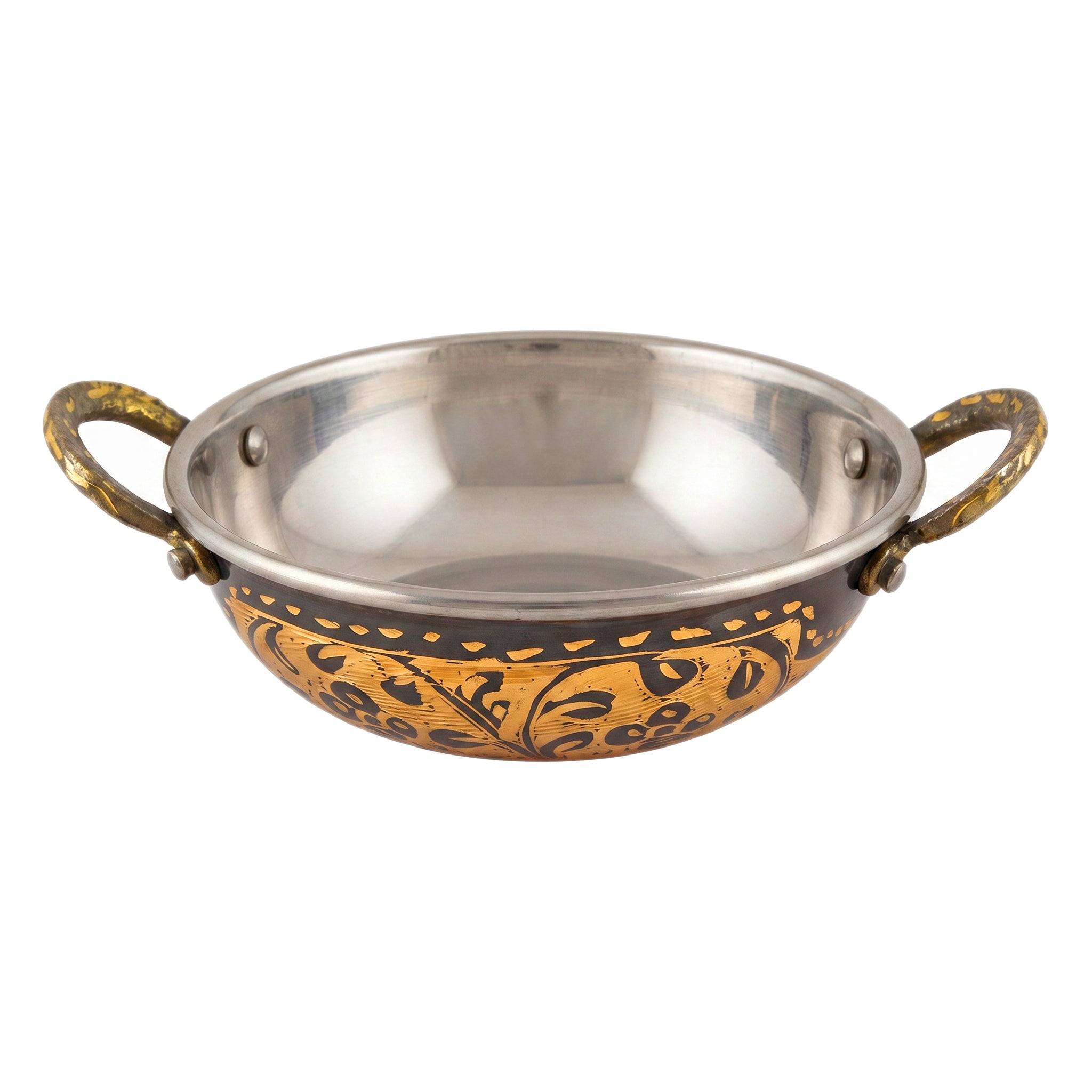 R.S 6-Inches Brass Copper Coating Serving Karahi Without Lid