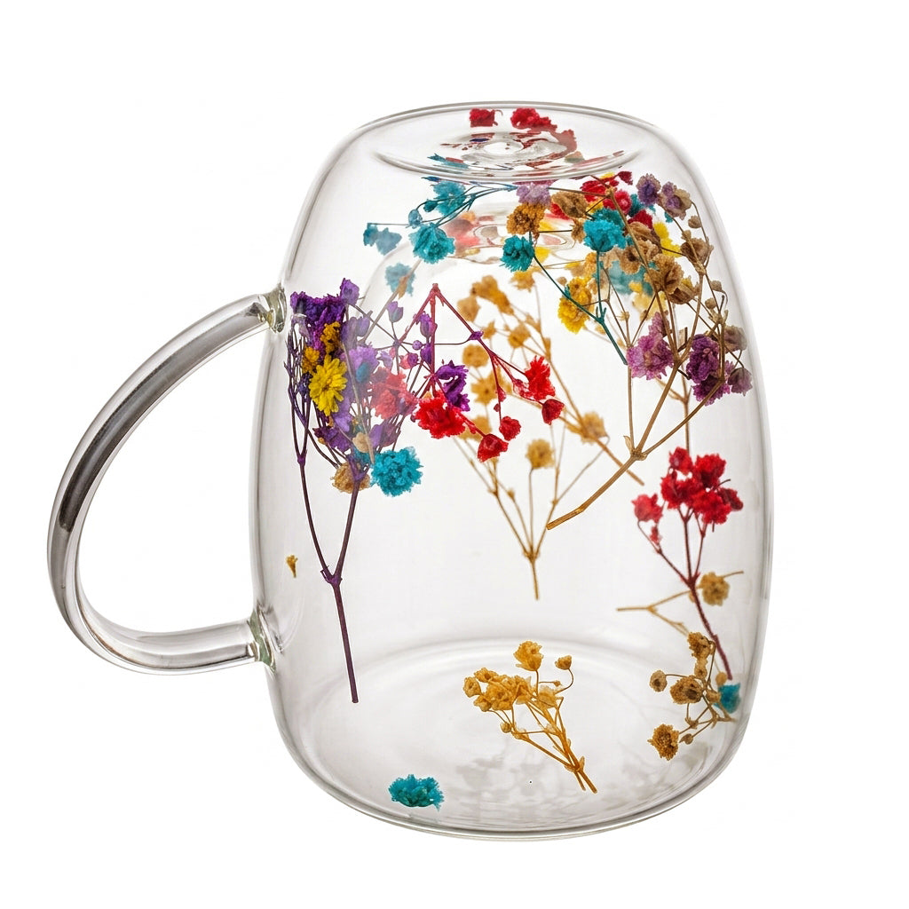 D.W.M 350 ML Double Wall Glass Mugs