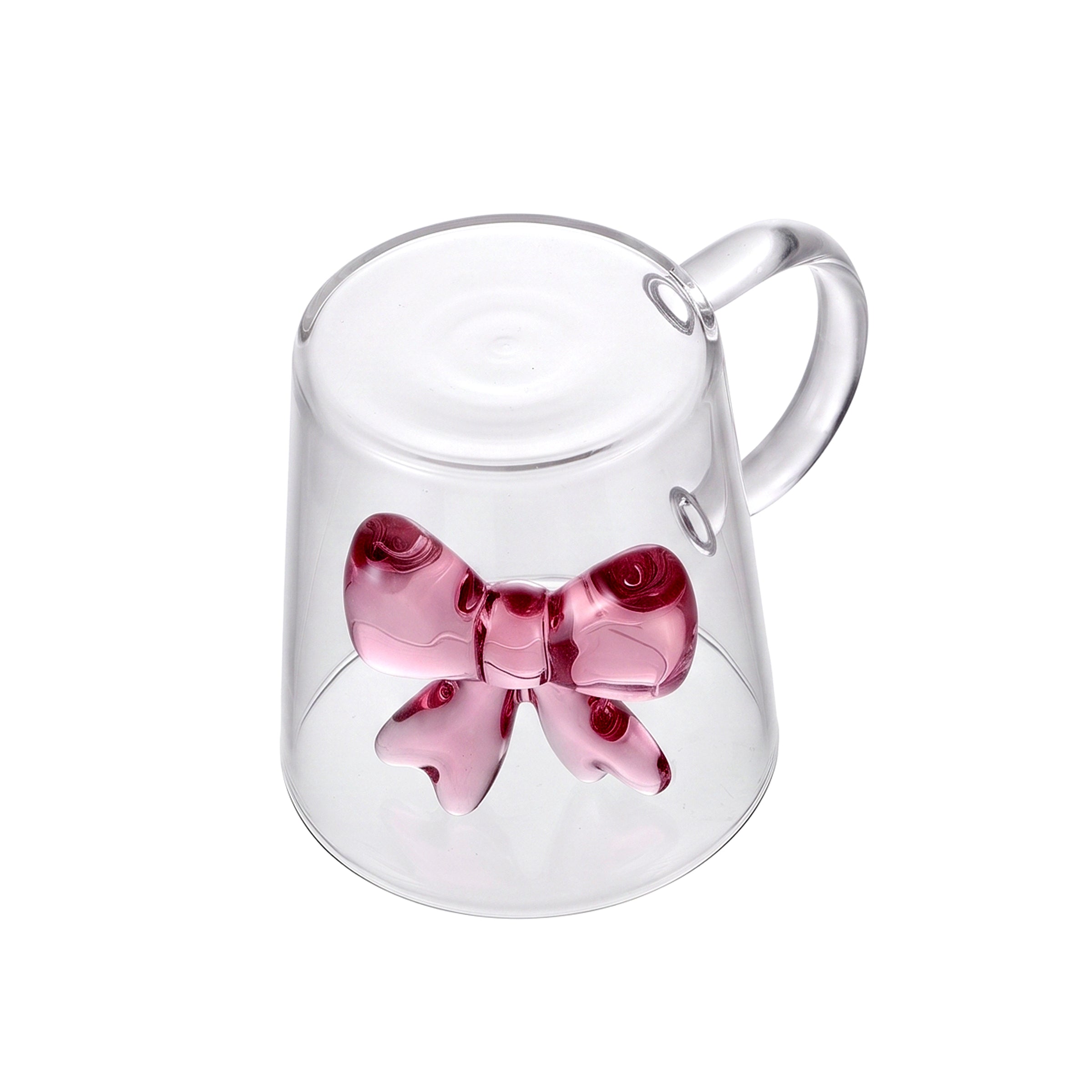 S.G 300 ML Borosilicate Glass Pink Bow Mug Kaka Bawa Sons