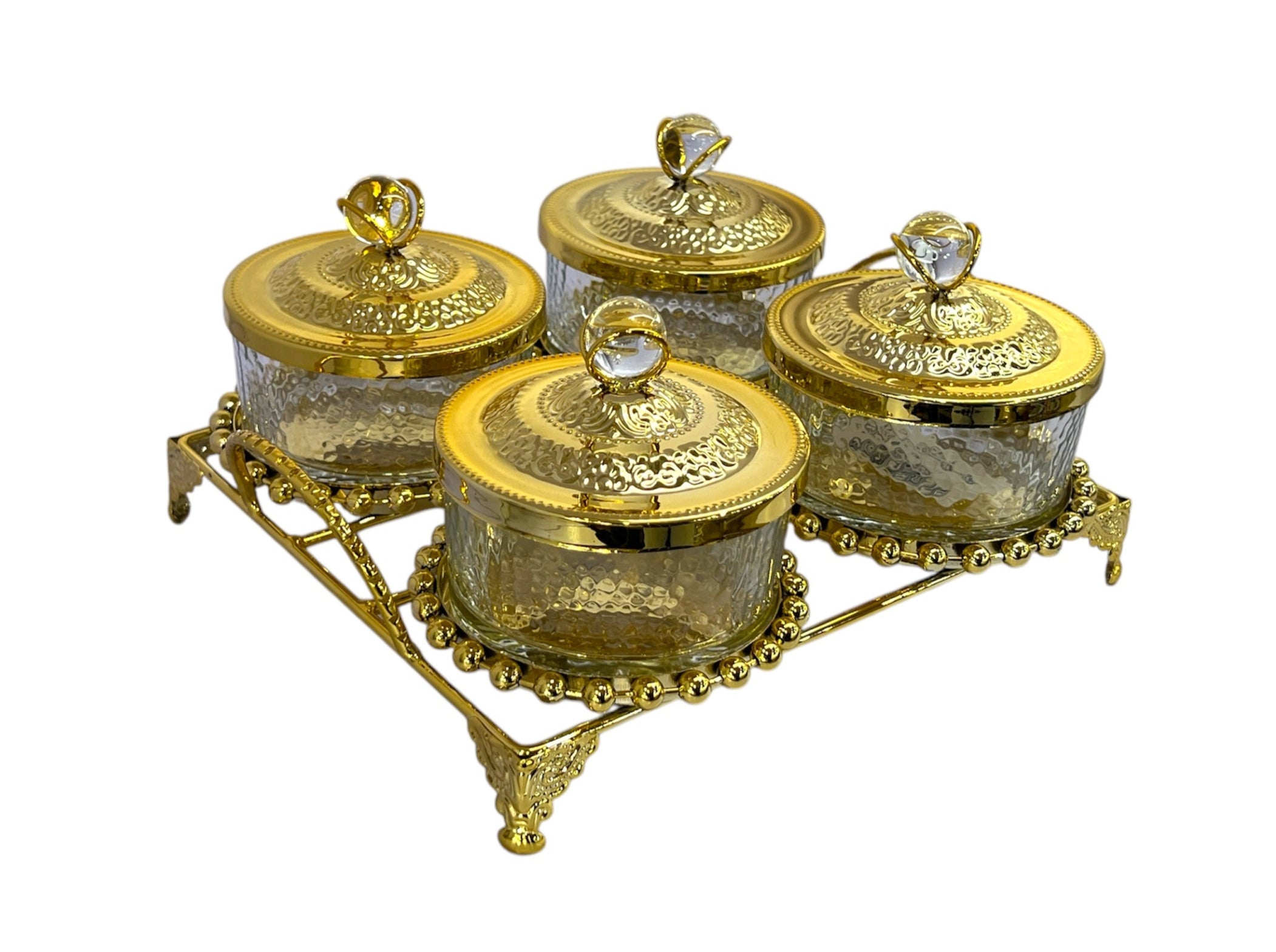 ORCHID DRY FRUIT DISH GOLDEN (4/POR)