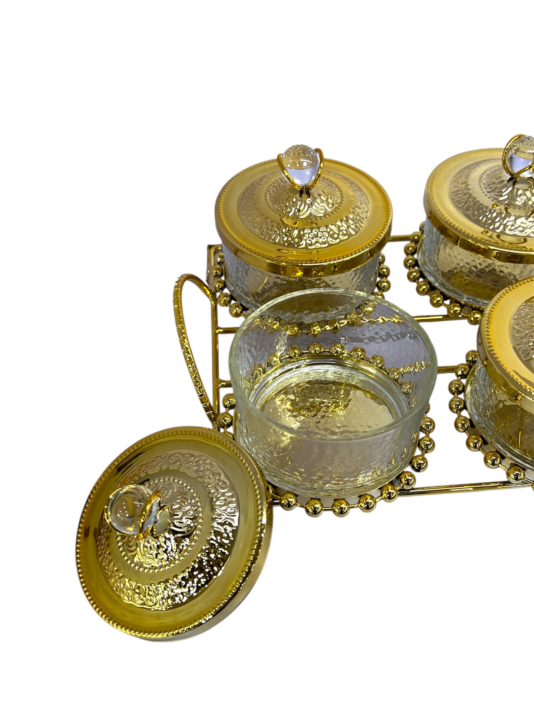 ORCHID DRY FRUIT DISH GOLDEN (4/POR)