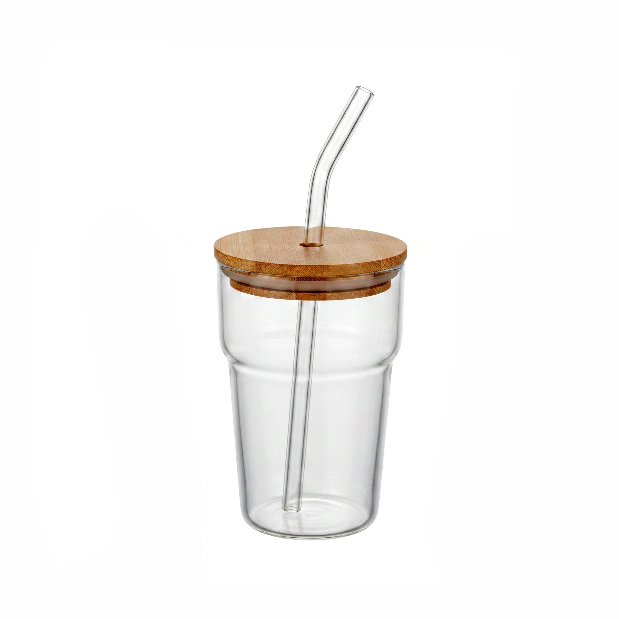 D.W.M 500 ML Eco Glass Mason Jar With Bamboo Lid AND Straw