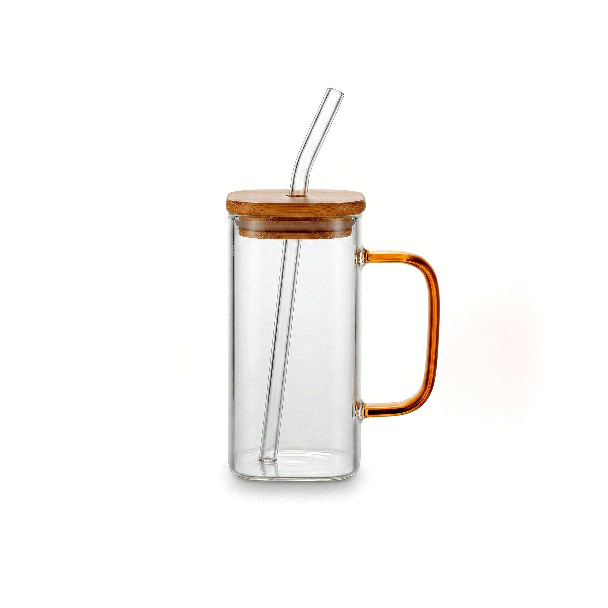 D.W.M 350 ML Borosilicate Glass Mason Jars With Straw Kaka Bawa Sons