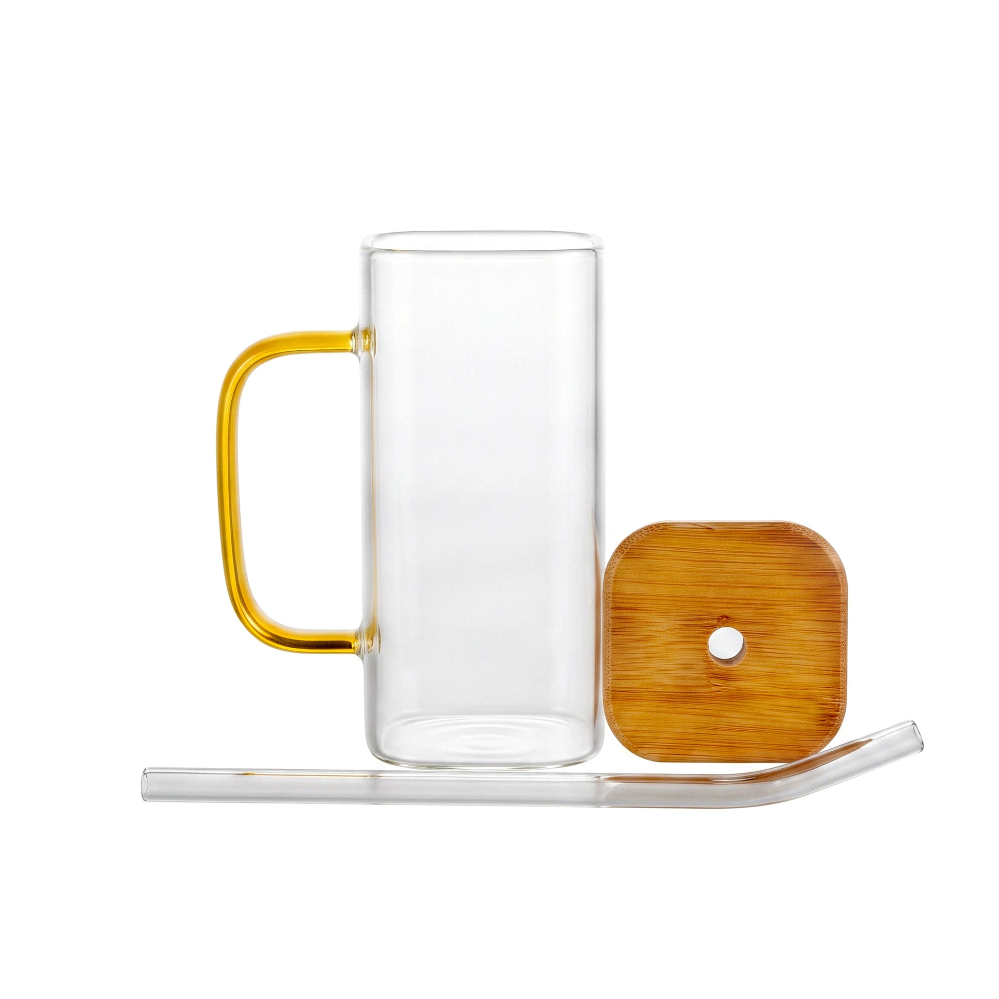 D.W.M 350 ML Borosilicate Glass Mason Jars With Straw Kaka Bawa Sons