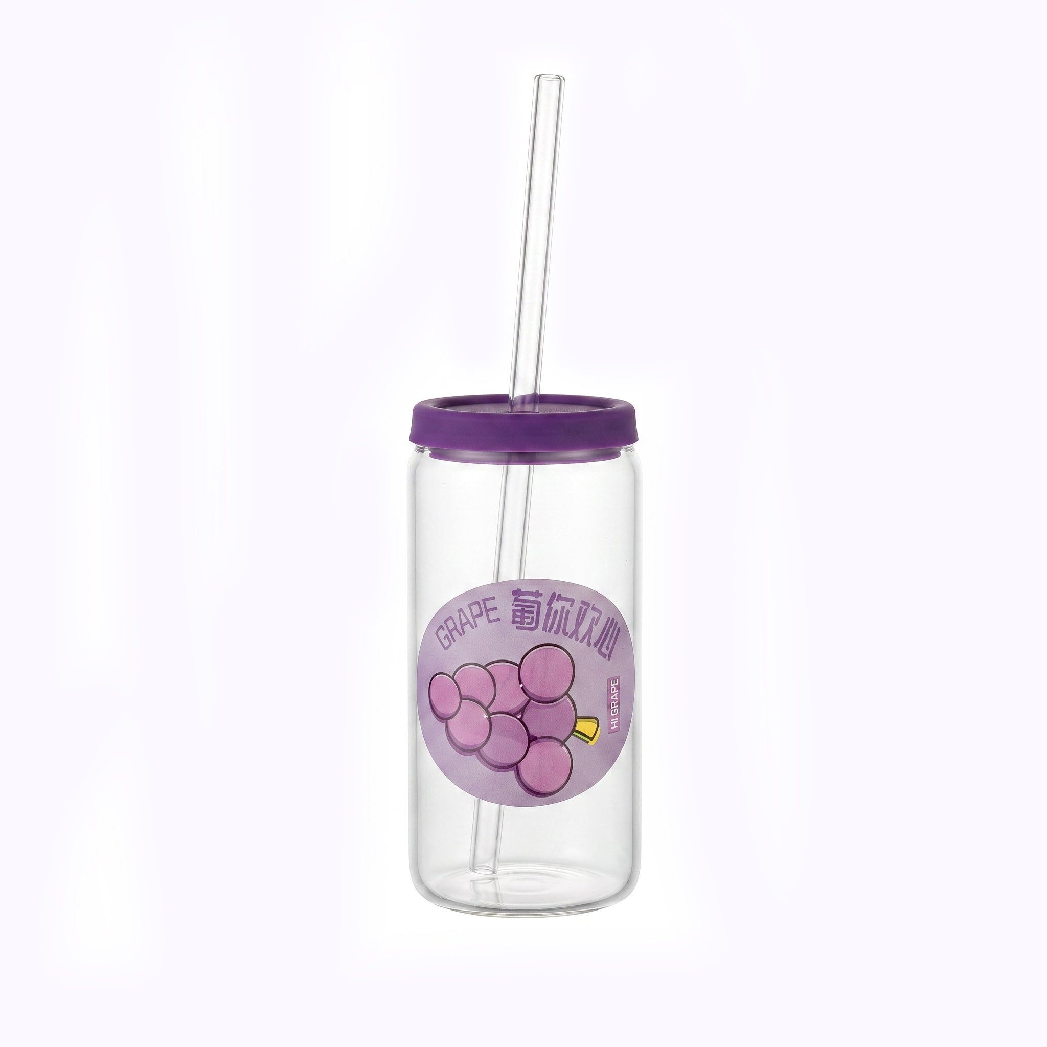 D.W.M 310 ML Fruit Collection Mason Jars With Lid AND Straw