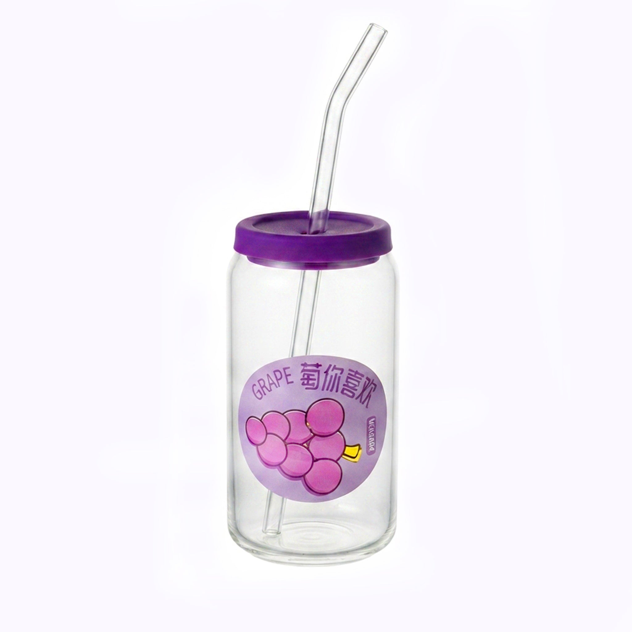 D.W.M 310 ML Fruit Collection Mason Jars With Lid AND Straw