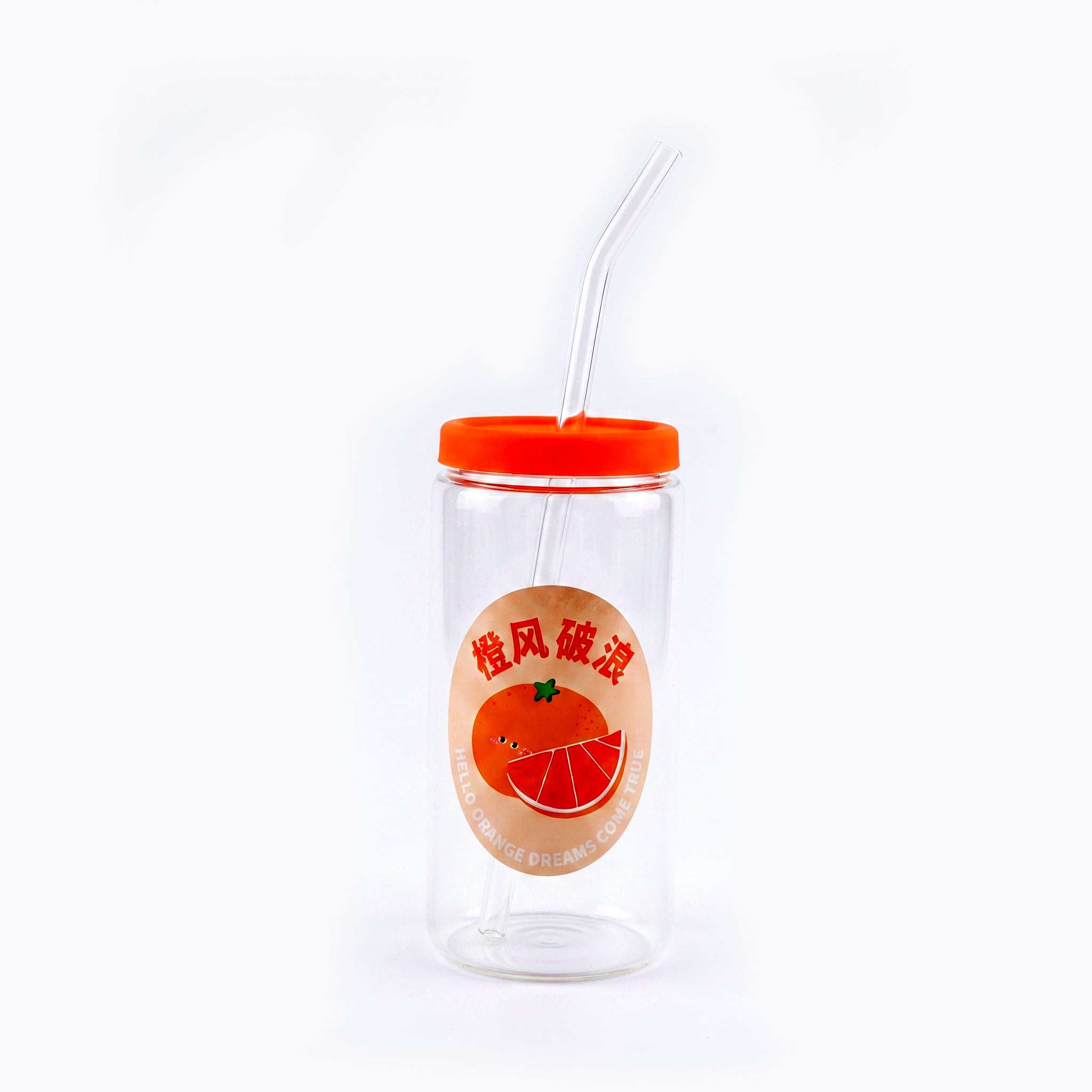 D.W.M 310 ML Fruit Collection Mason Jars With Lid AND Straw