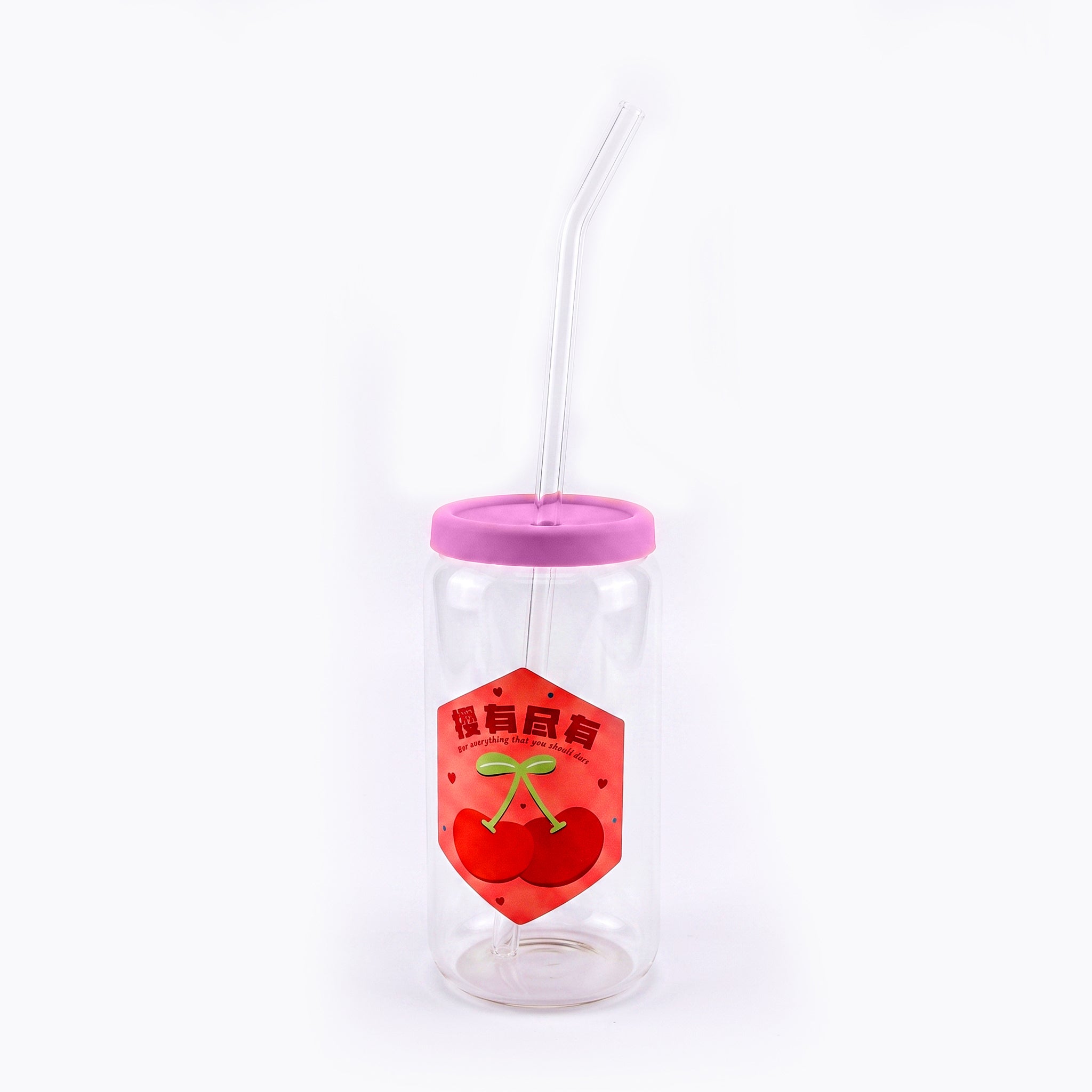 D.W.M 310 ML Fruit Collection Mason Jars With Lid AND Straw