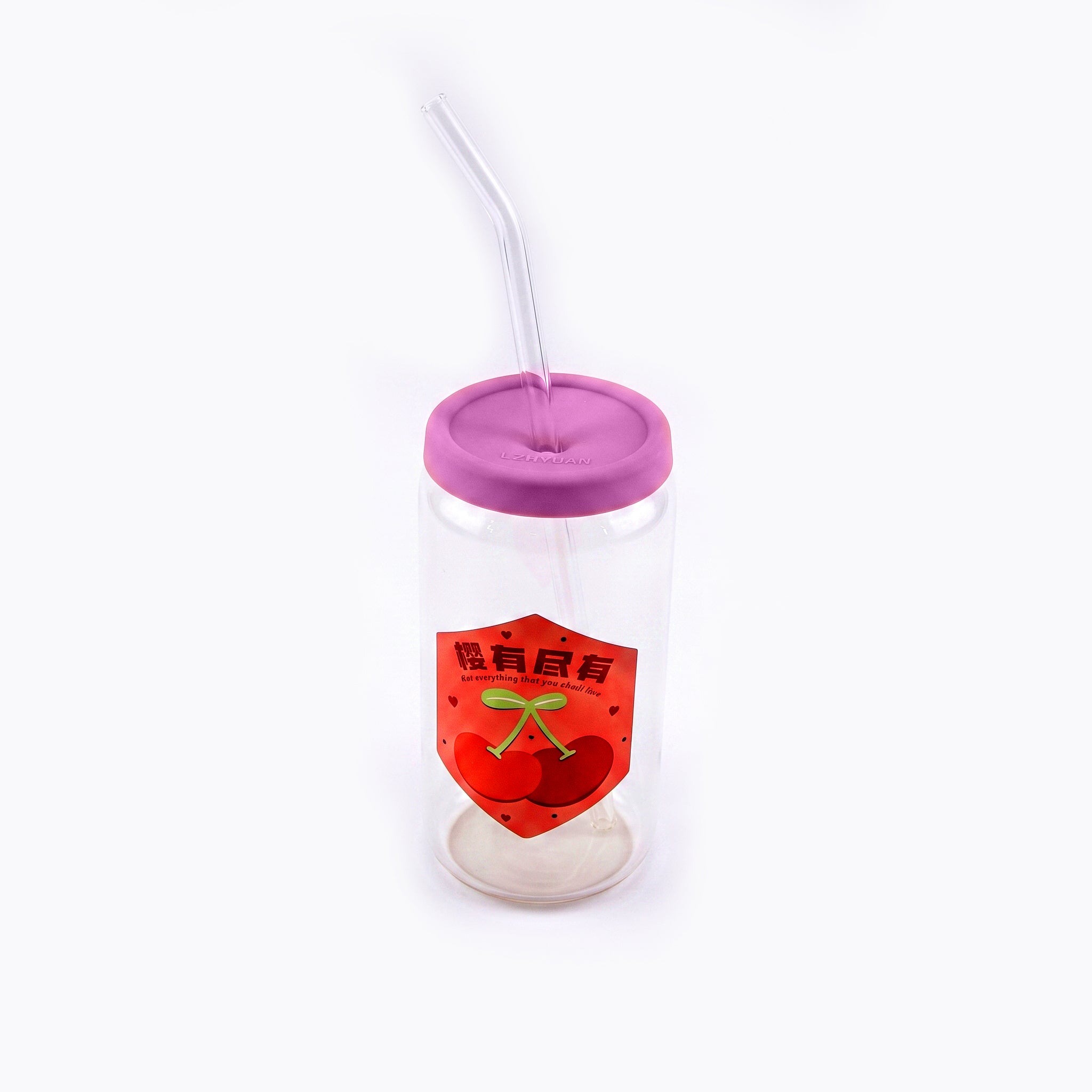 D.W.M 310 ML Fruit Collection Mason Jars With Lid AND Straw
