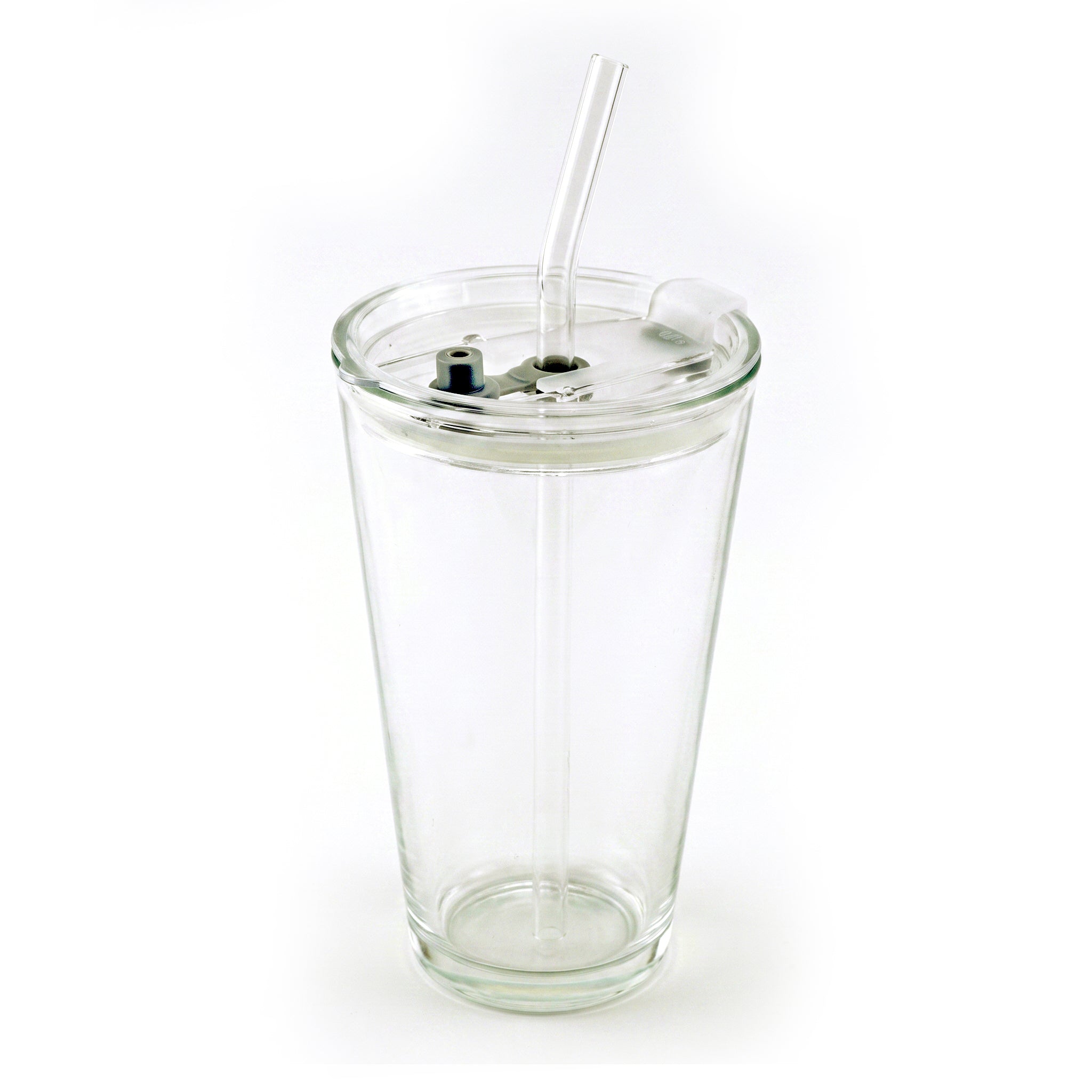 D.W.M 450 ML Clear Glass Tumbler With Lid AND Glass Straw