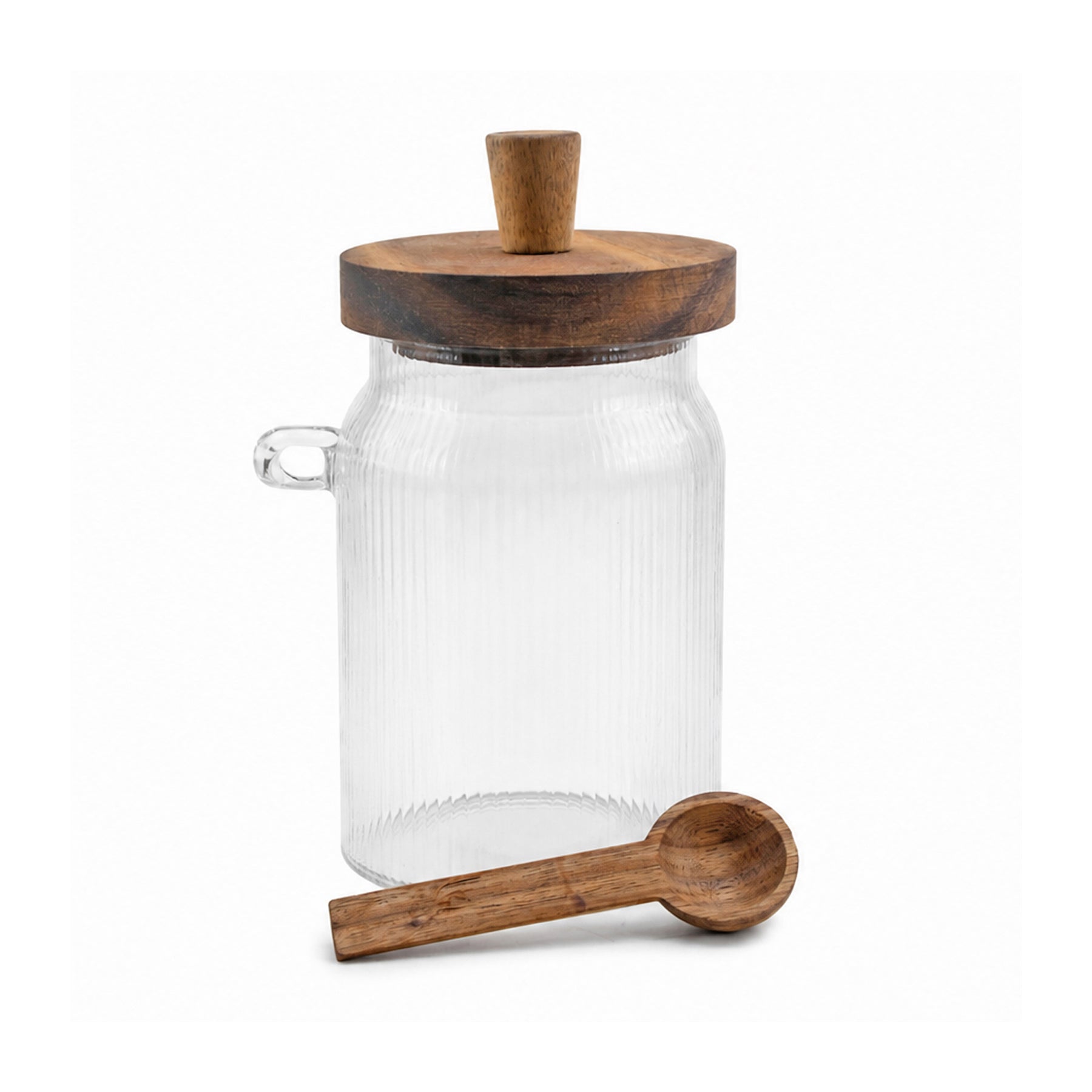 ACE Round Glass Jars With Wooden Spoon AND Lid