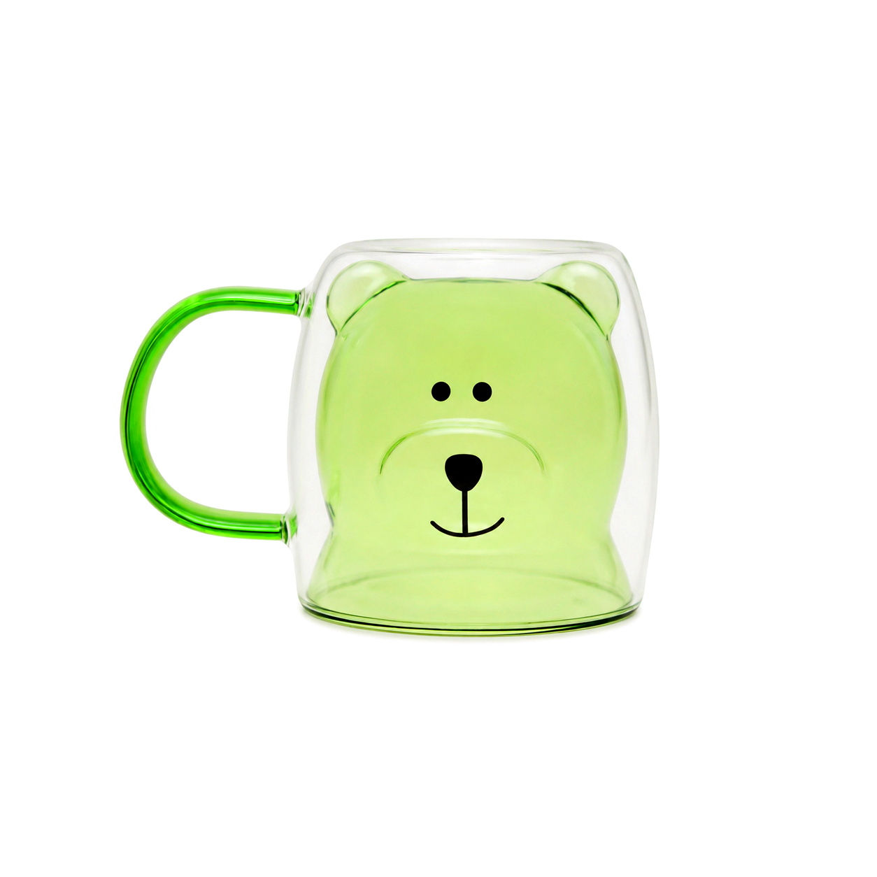 D.W.M 250 ML Double Wall Bear Style Glass Mugs