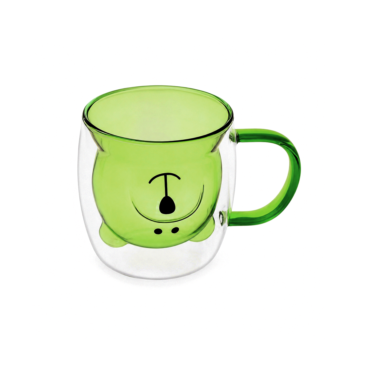 D.W.M 250 ML Double Wall Bear Style Glass Mugs