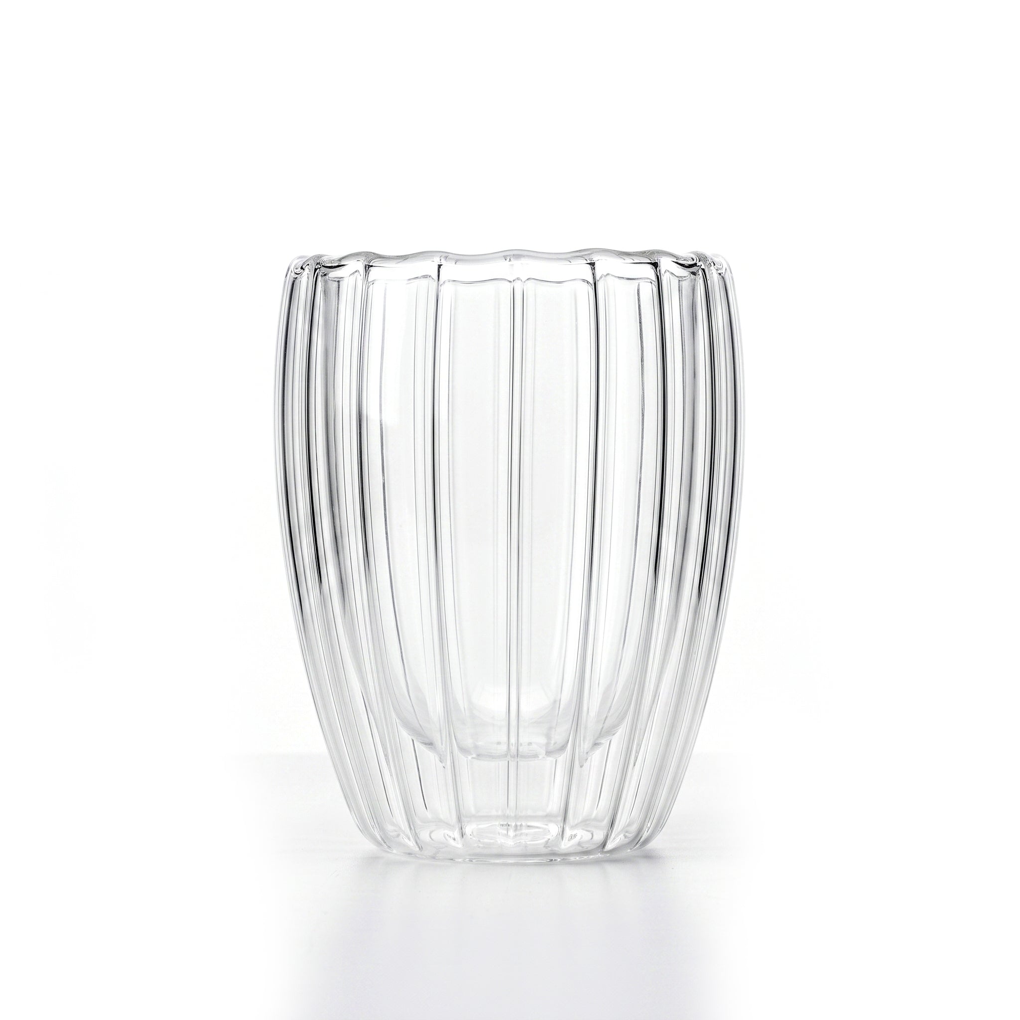 D.W.M 350 ML Ribbed Double Wall Glass Tumbler