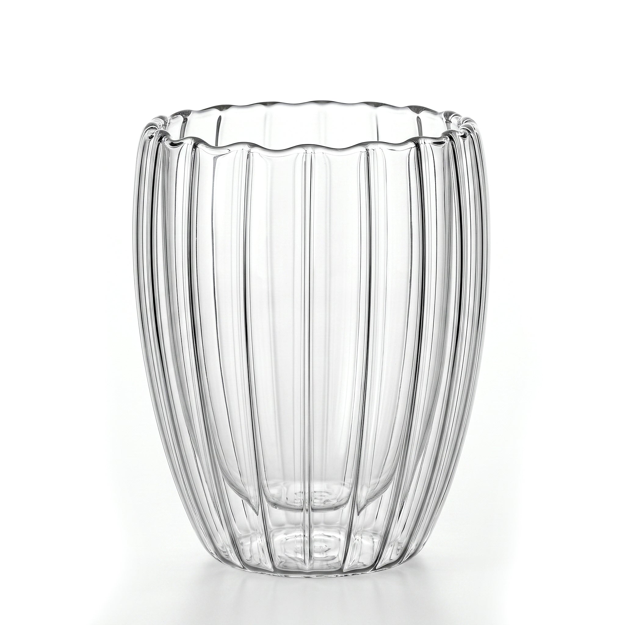 D.W.M 350 ML Ribbed Double Wall Glass Tumbler
