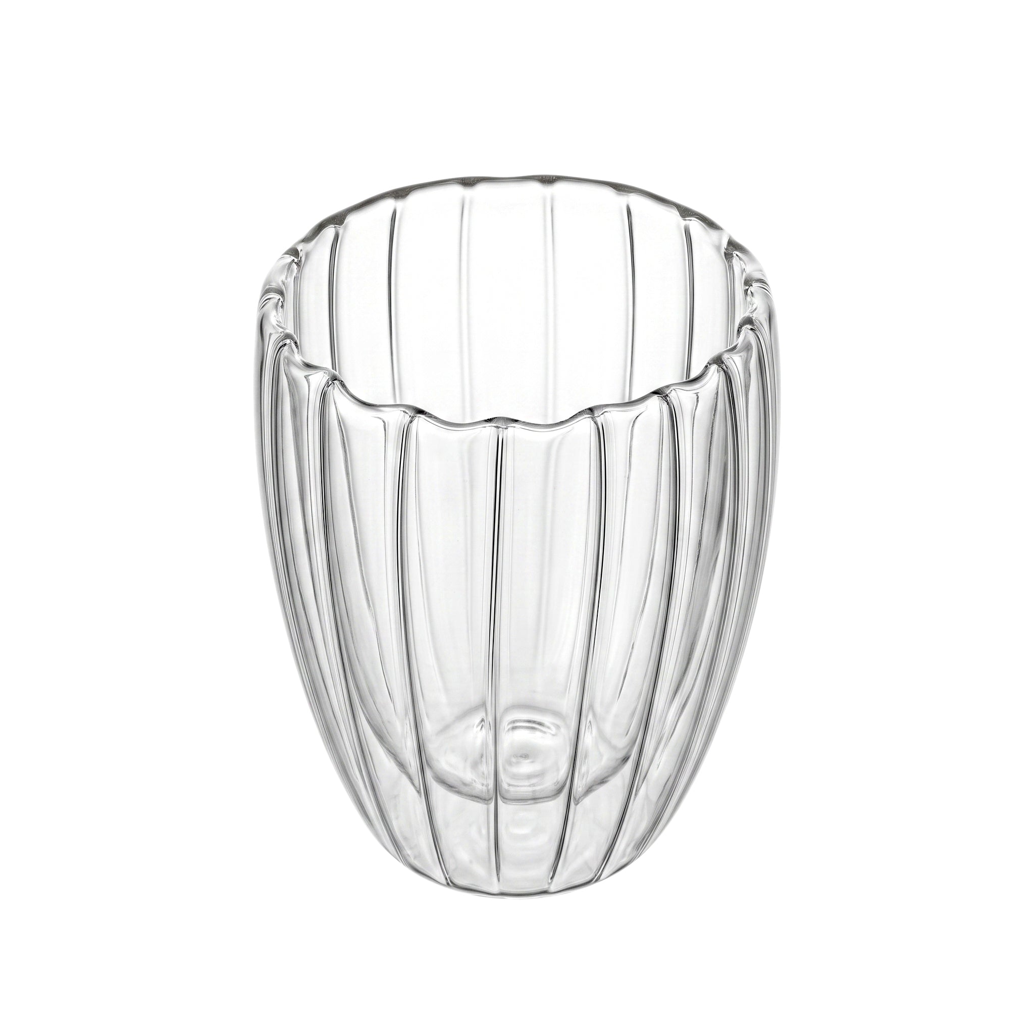 D.W.M 350 ML Ribbed Double Wall Glass Tumbler
