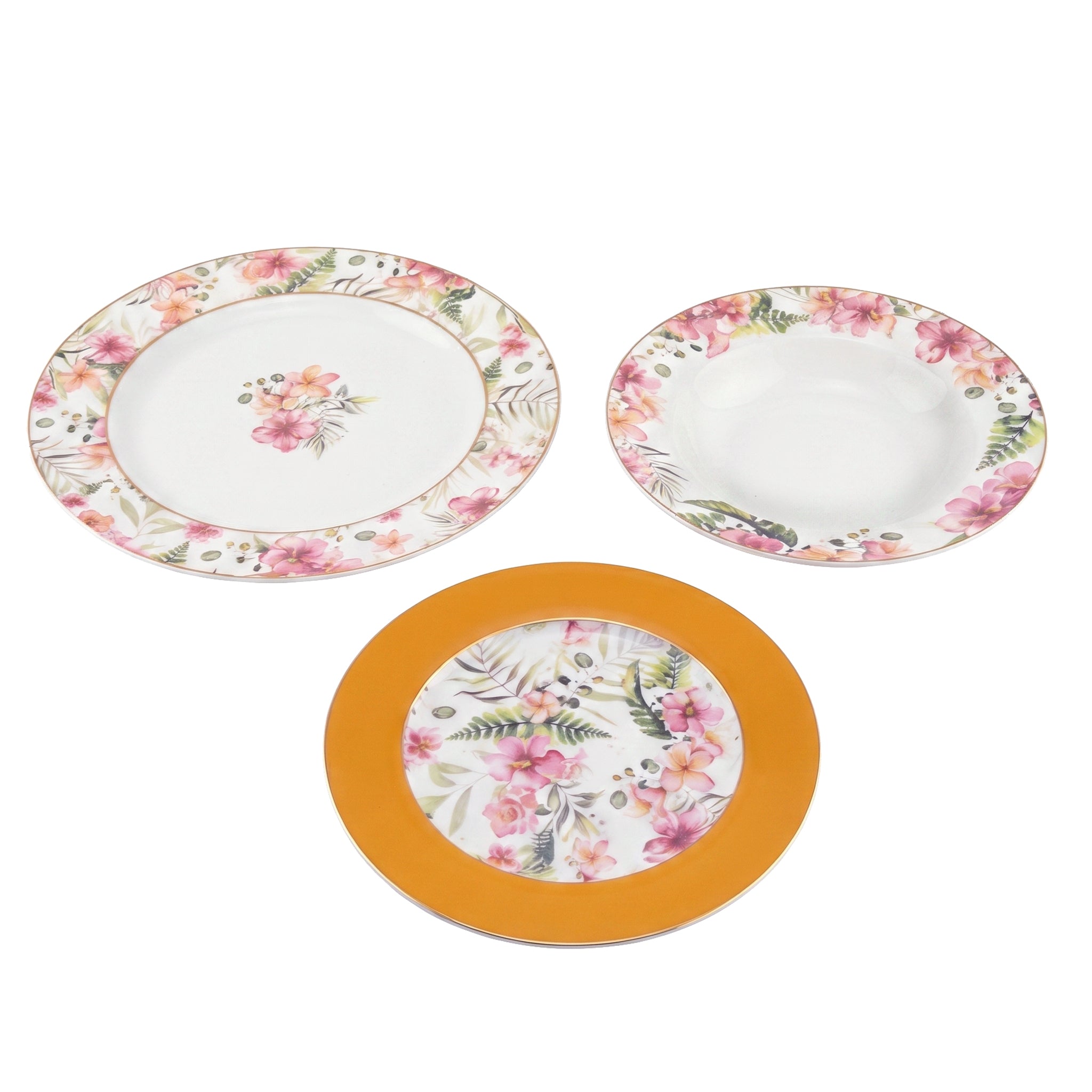 UK Parliament 18-Pieces Bone China Plate Sets With 6 different colors and designs