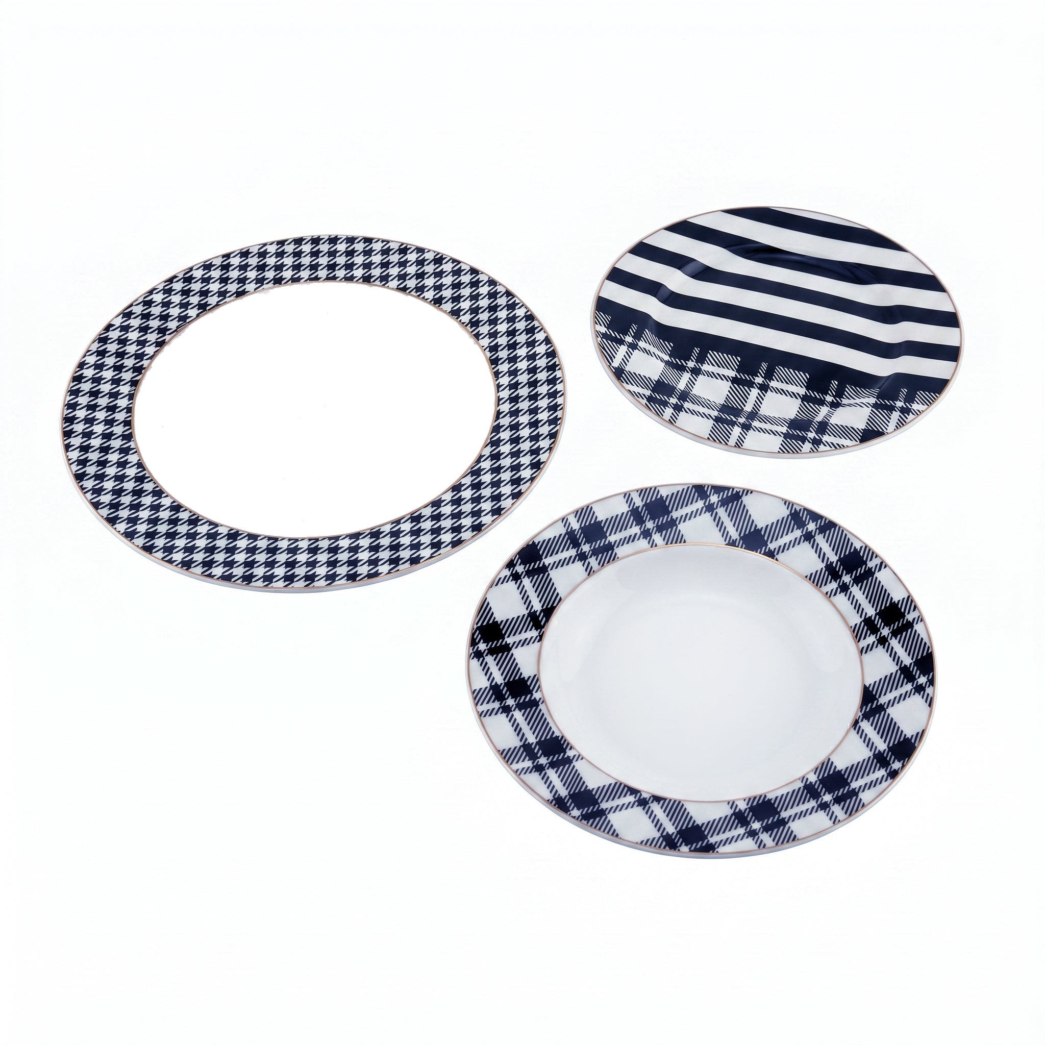 UK Parliament 18-Pieces Bone China Plate Sets With 6 different colors and designs