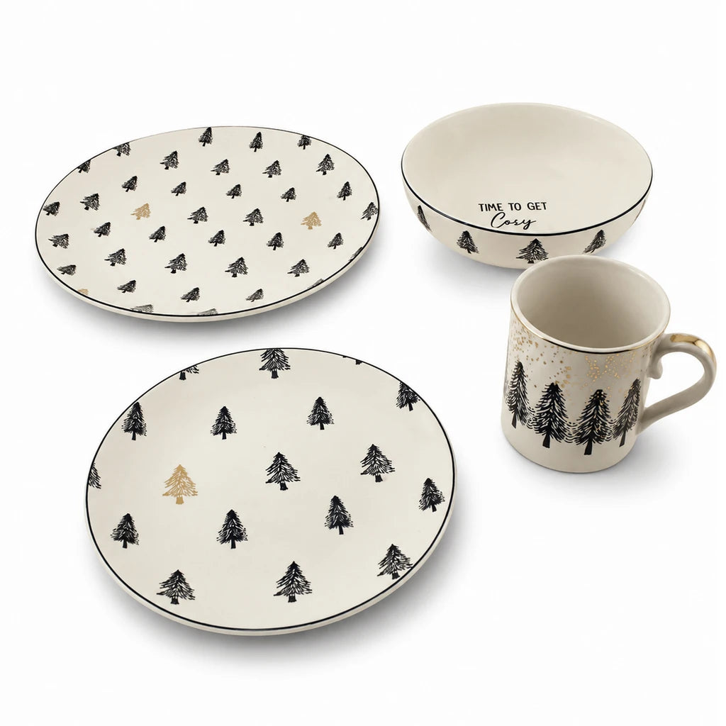 Danny Home 24-Piece Ceramic Dinner Set – Nordic Pine