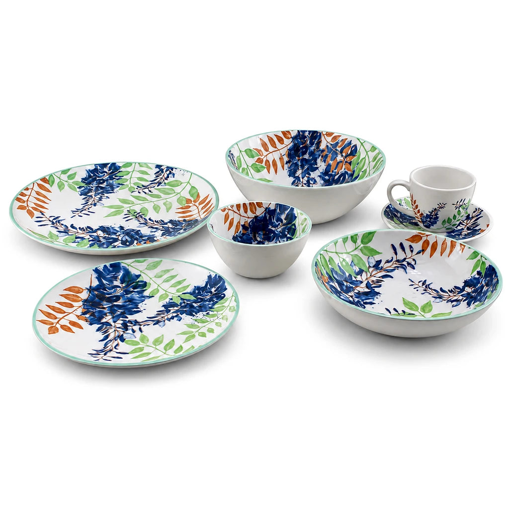 Danny Home 38-Piece Ceramic Dinner Set – Indigo Floral