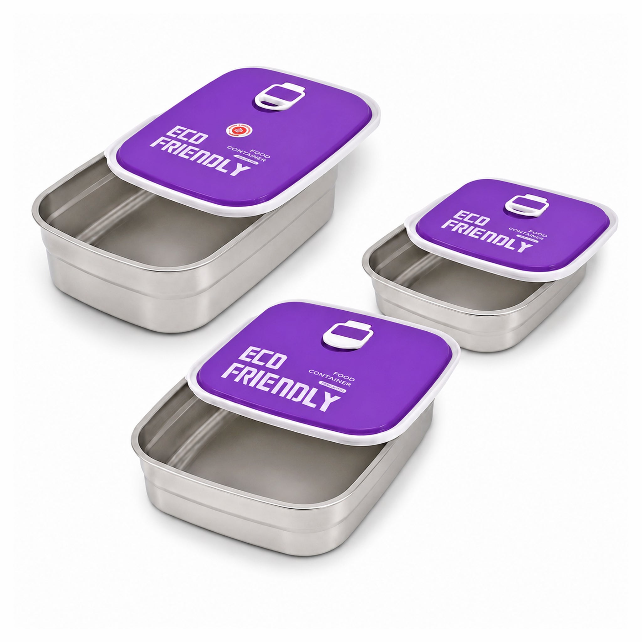 Tedemei 3-Pieces Rectangular Food Container Sets