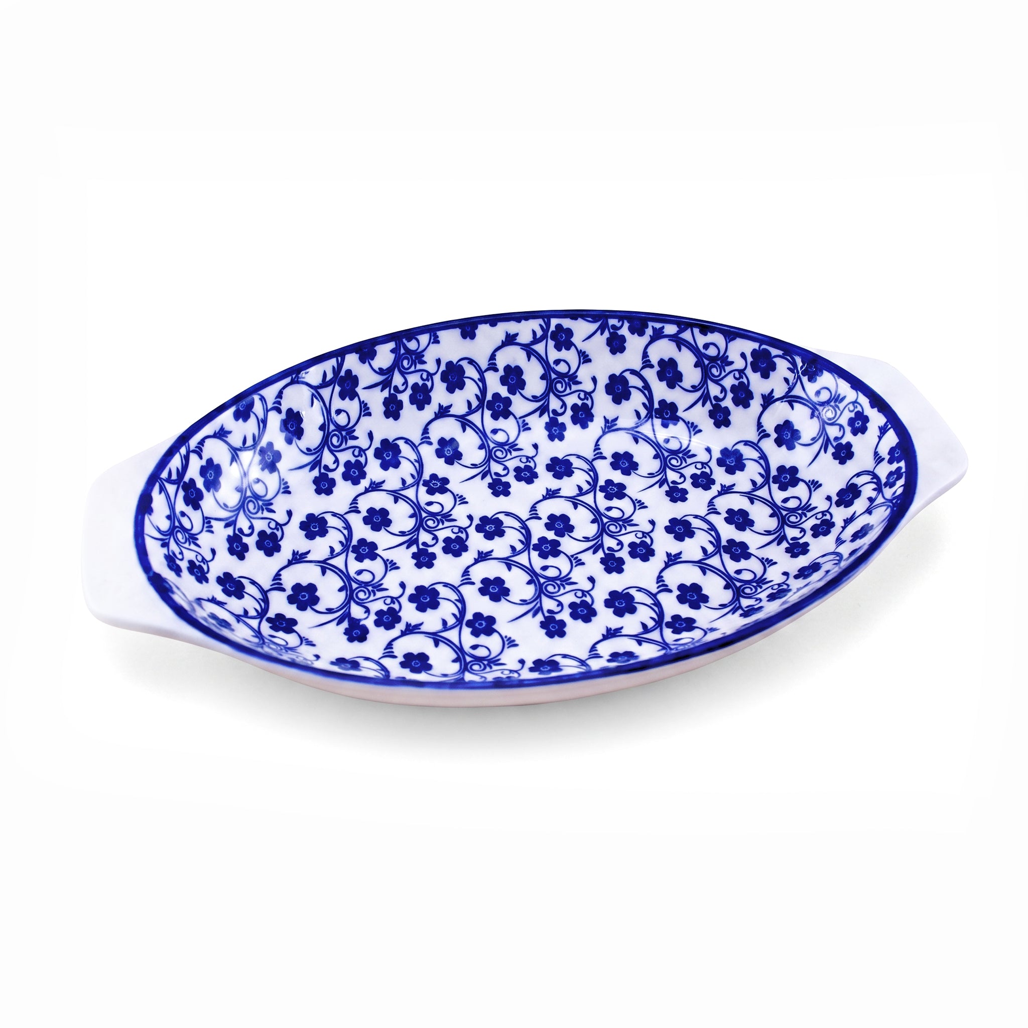 Gupan 11-Inches Blue Floral Oval Serving Dish