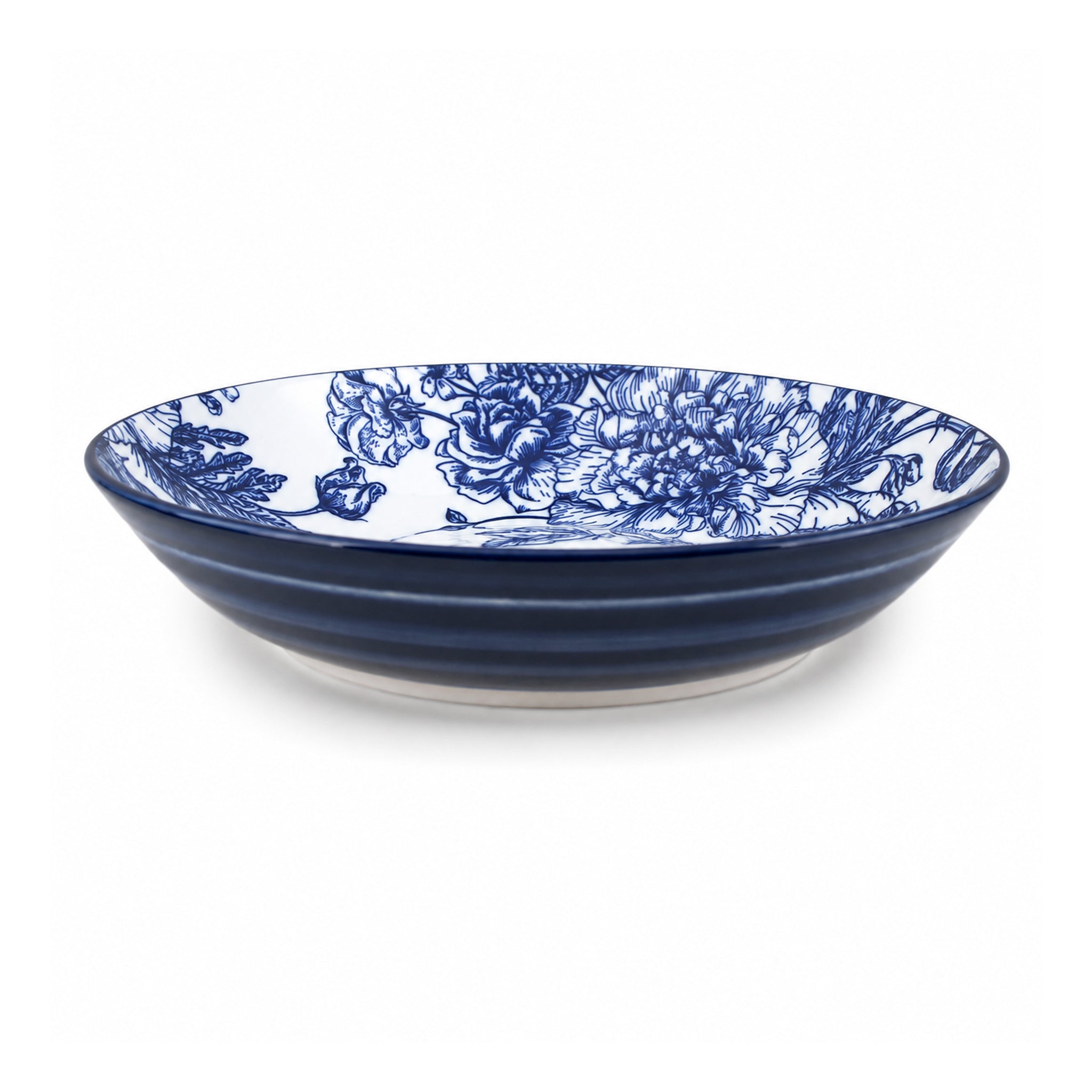 Gupan Blue Floral Ceramic Soup Plates