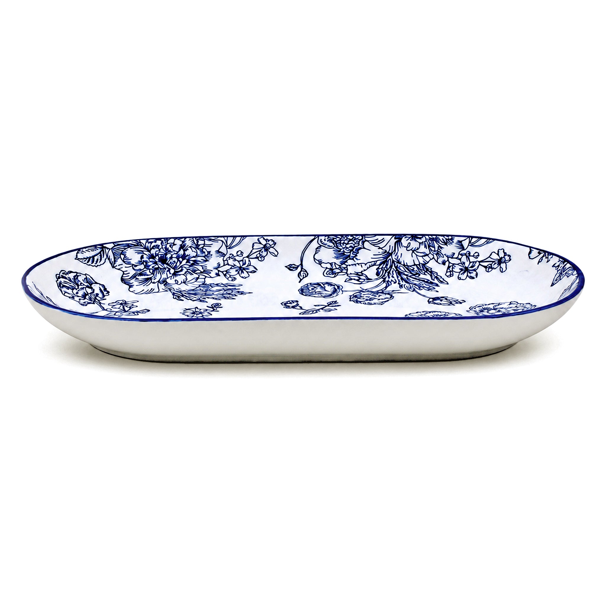 Gupan 8.5-Inches Rectangular Blue Floral Serving Tray
