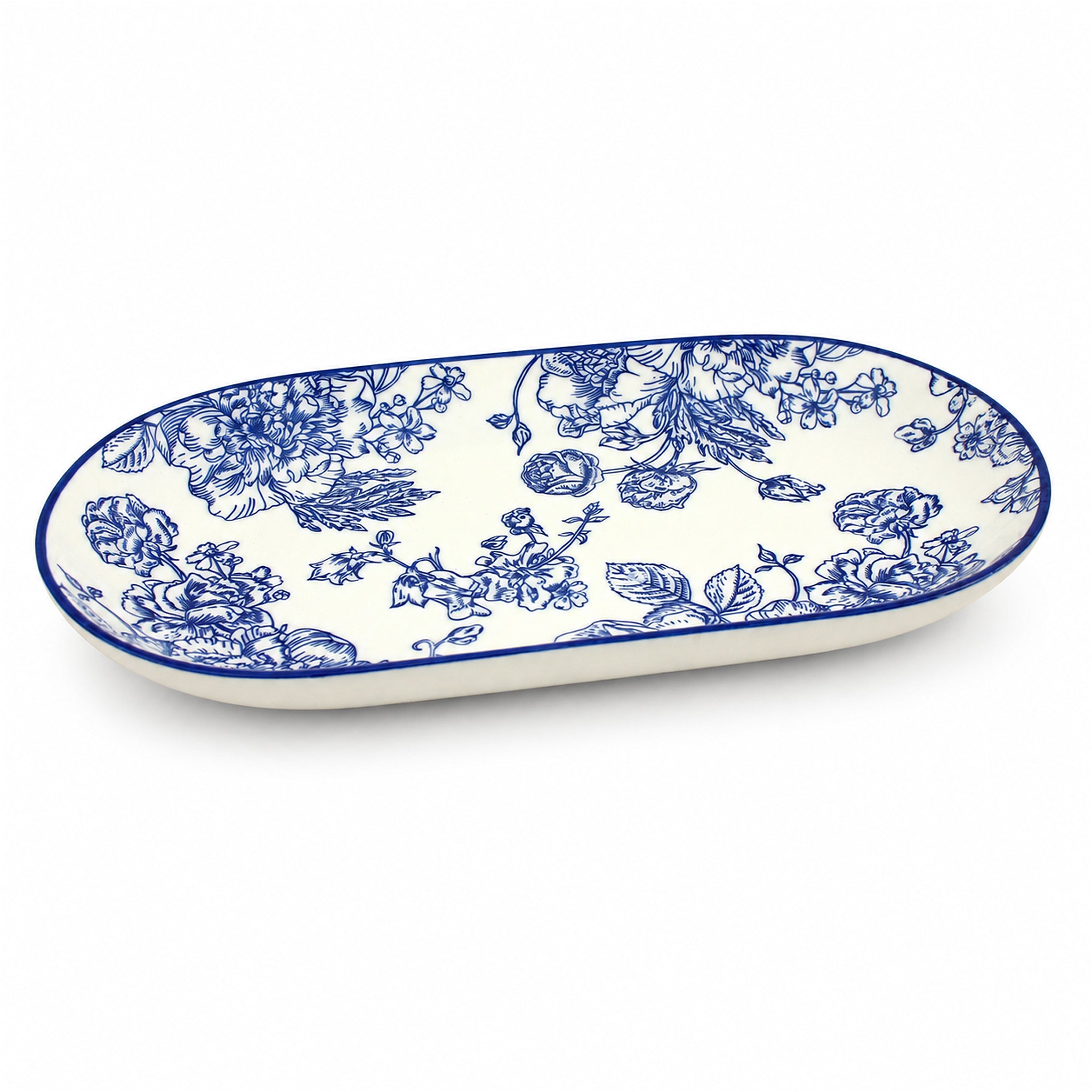 Gupan 8.5-Inches Rectangular Blue Floral Serving Tray