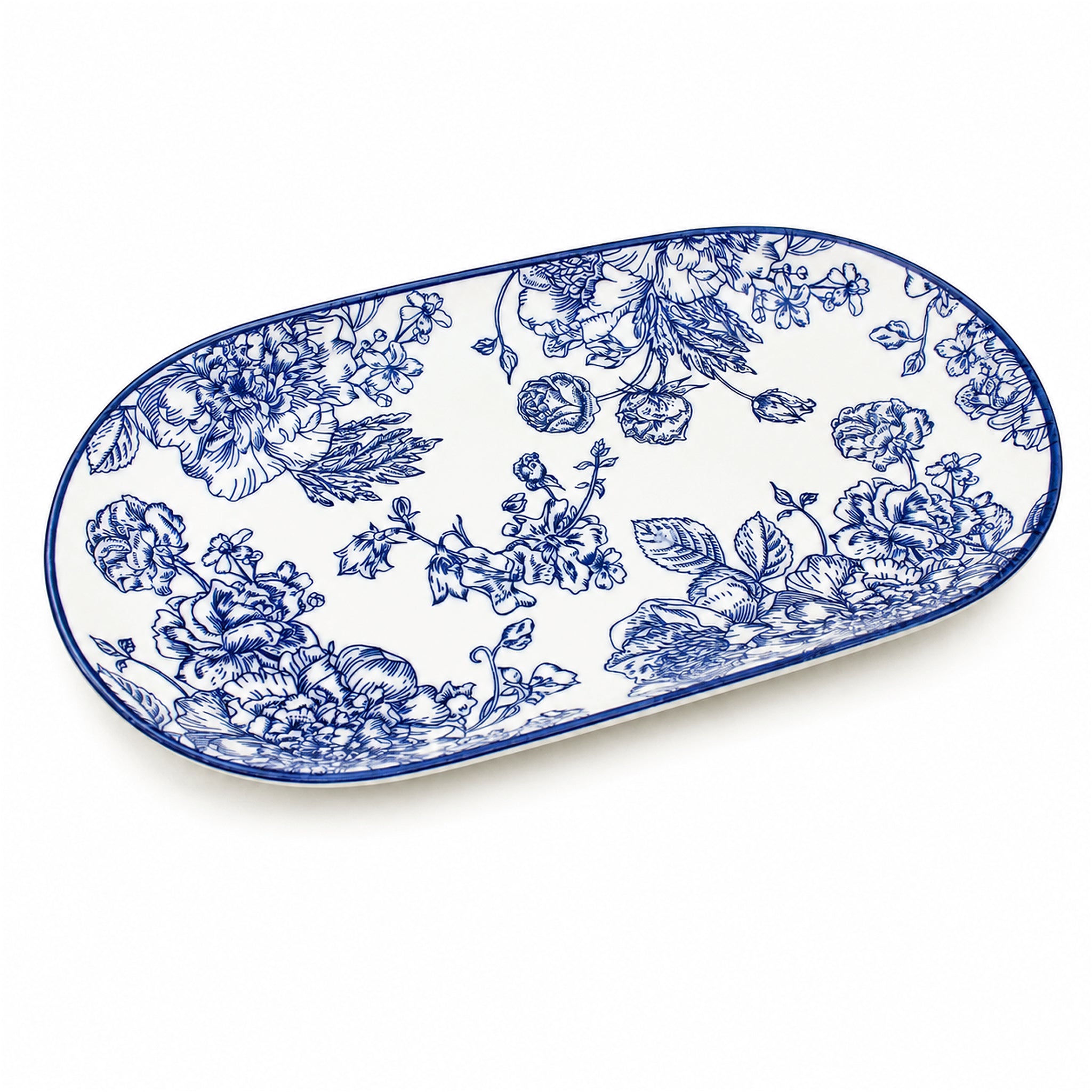 Gupan 8.5-Inches Rectangular Blue Floral Serving Tray