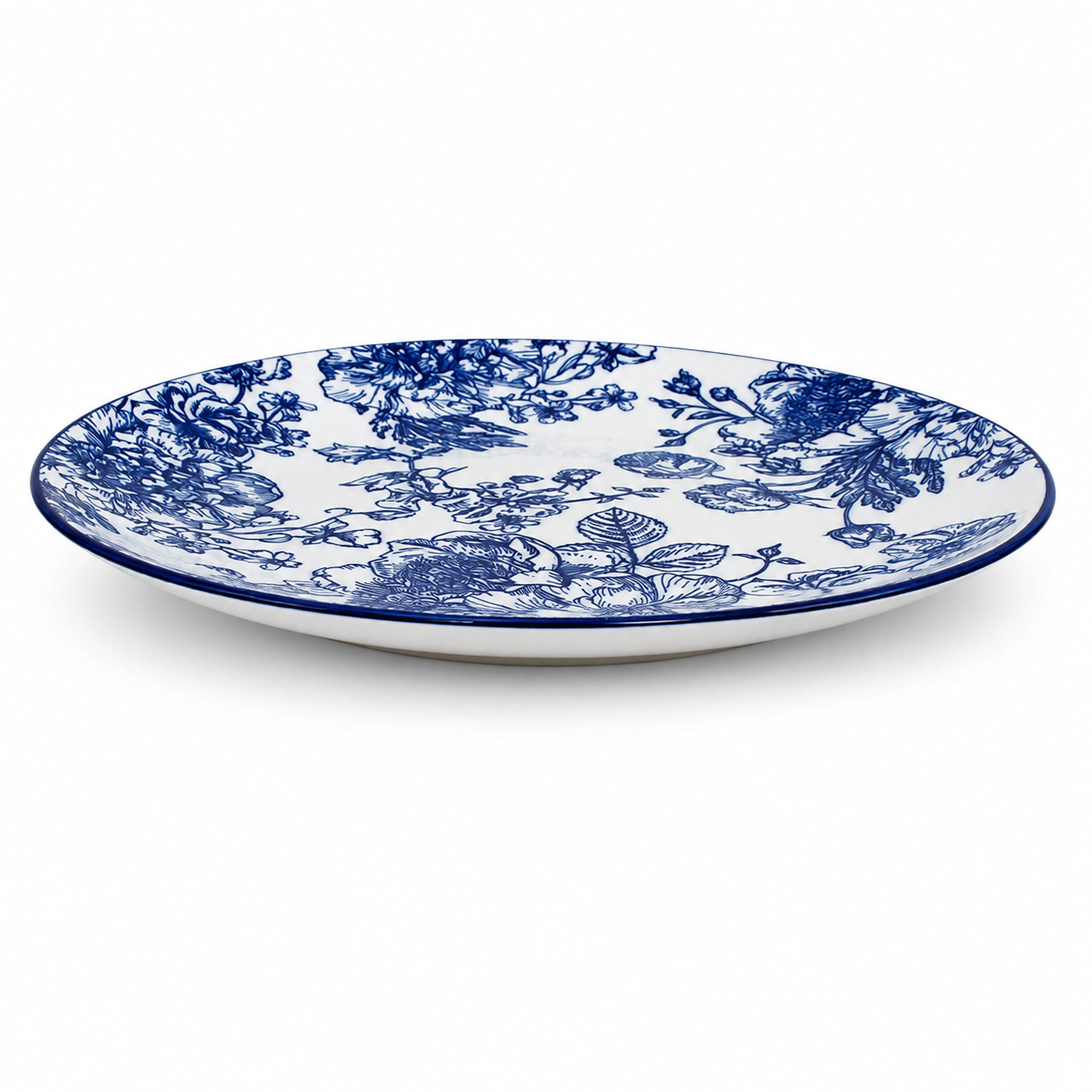 Gupan 10-Inches Blue Flower Ceramic Flat Plate