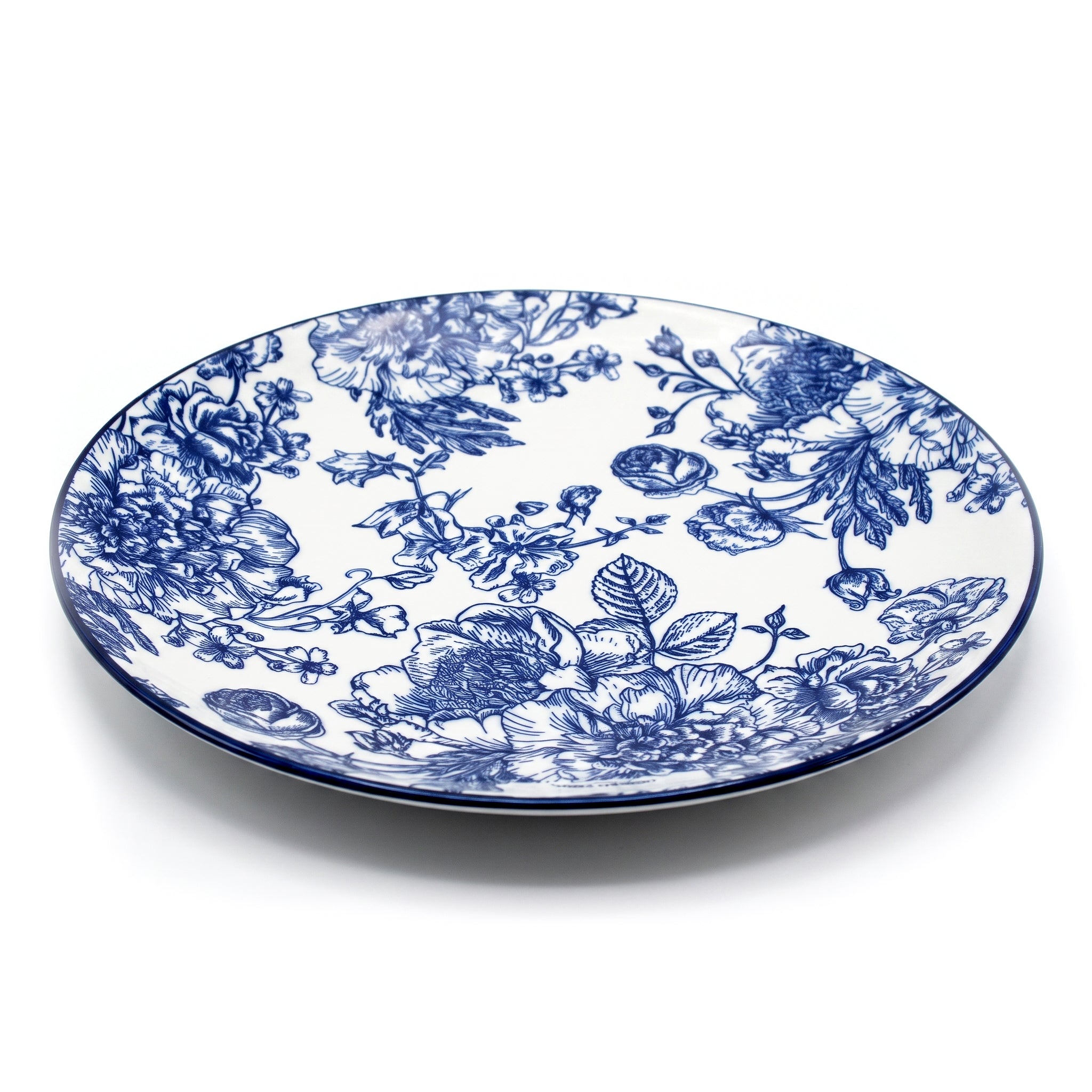 Gupan 10-Inches Blue Flower Ceramic Flat Plate
