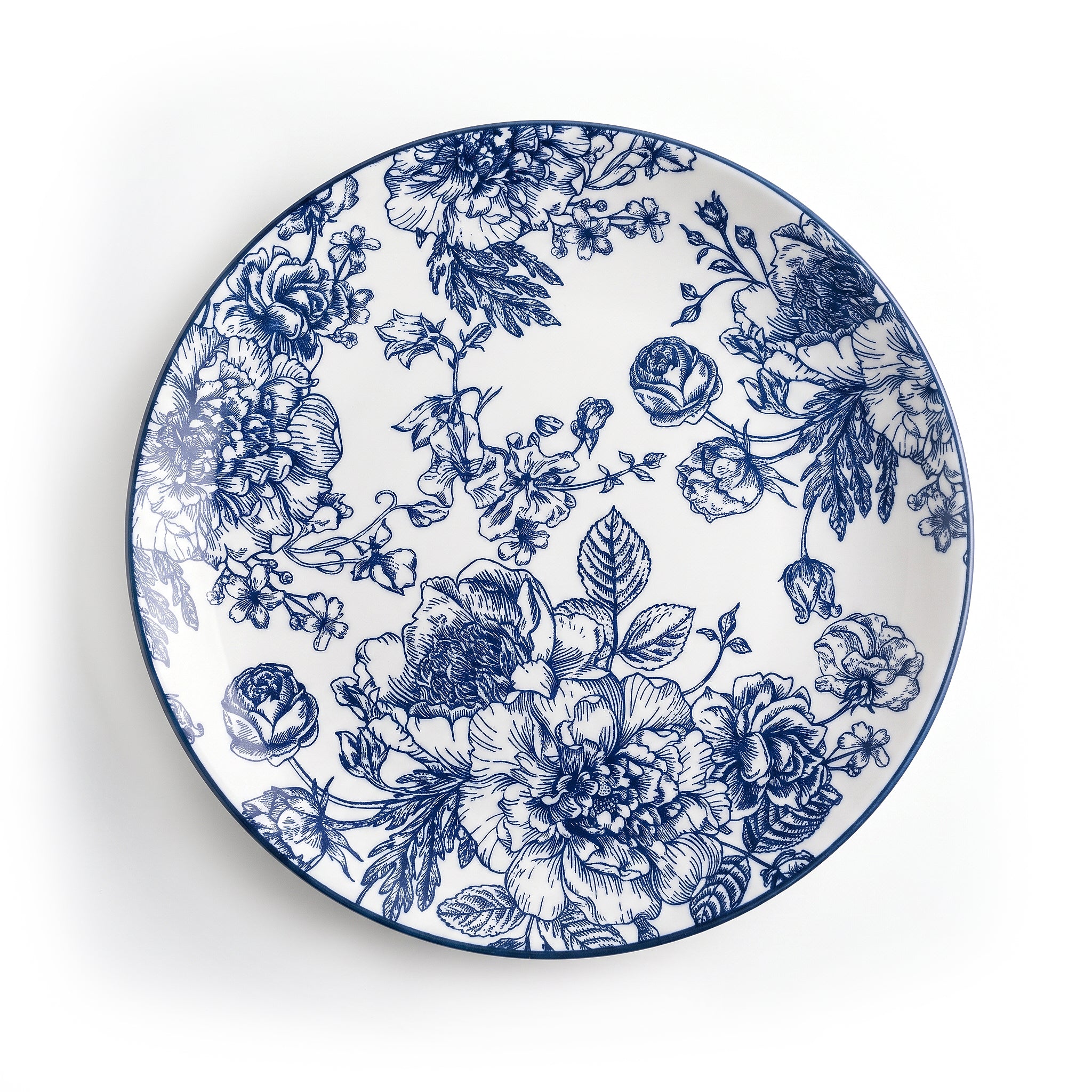 Gupan 10-Inches Blue Flower Ceramic Flat Plate