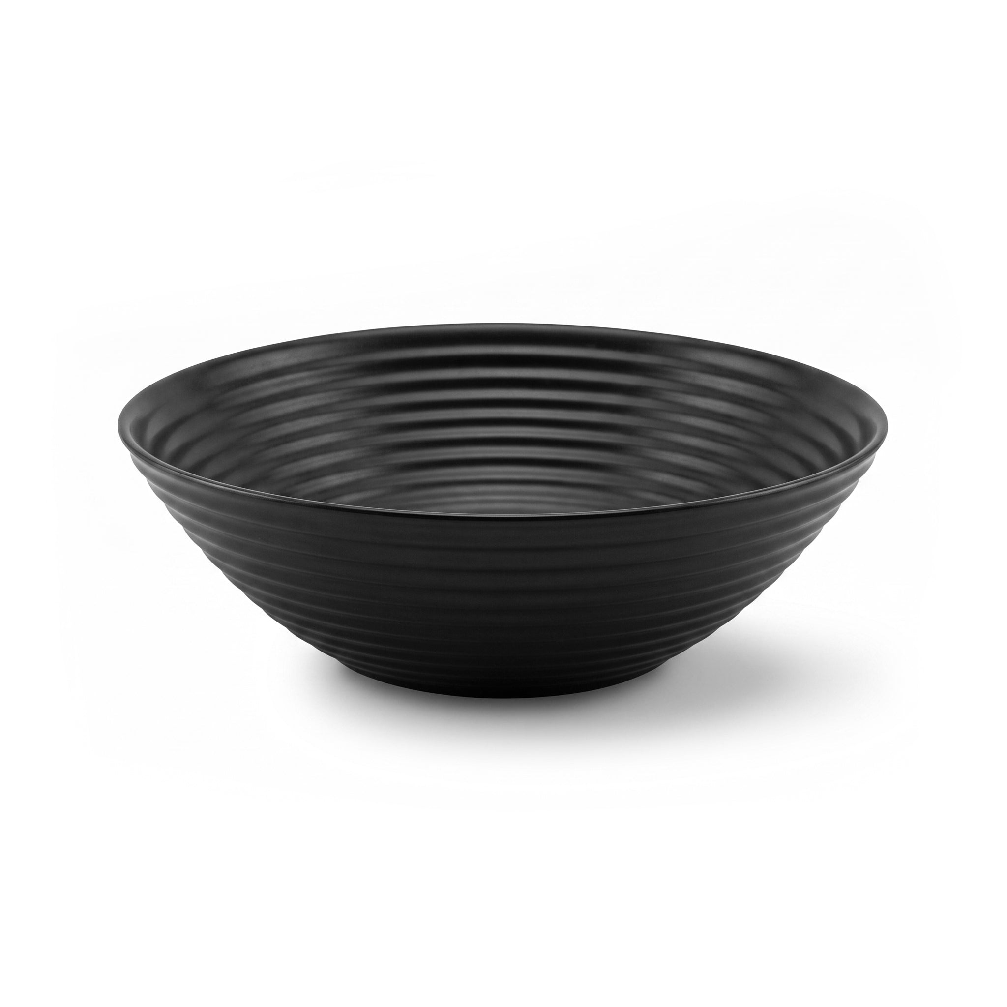 Luminarc 8-Inhces Matte Black Ribbed Marble Serving Bowl