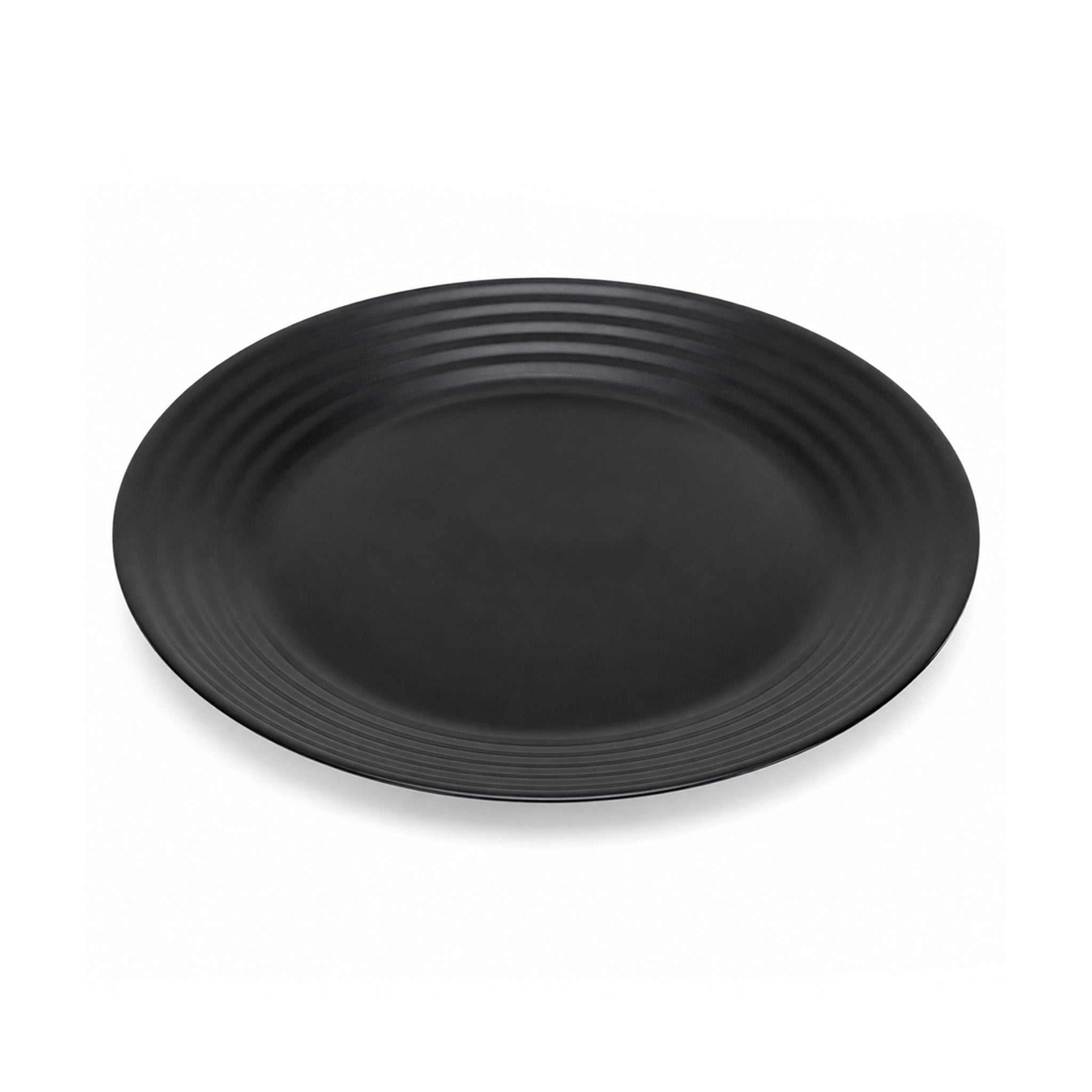 Luminarc  Matte Black Ribbed Marble Flat Plates